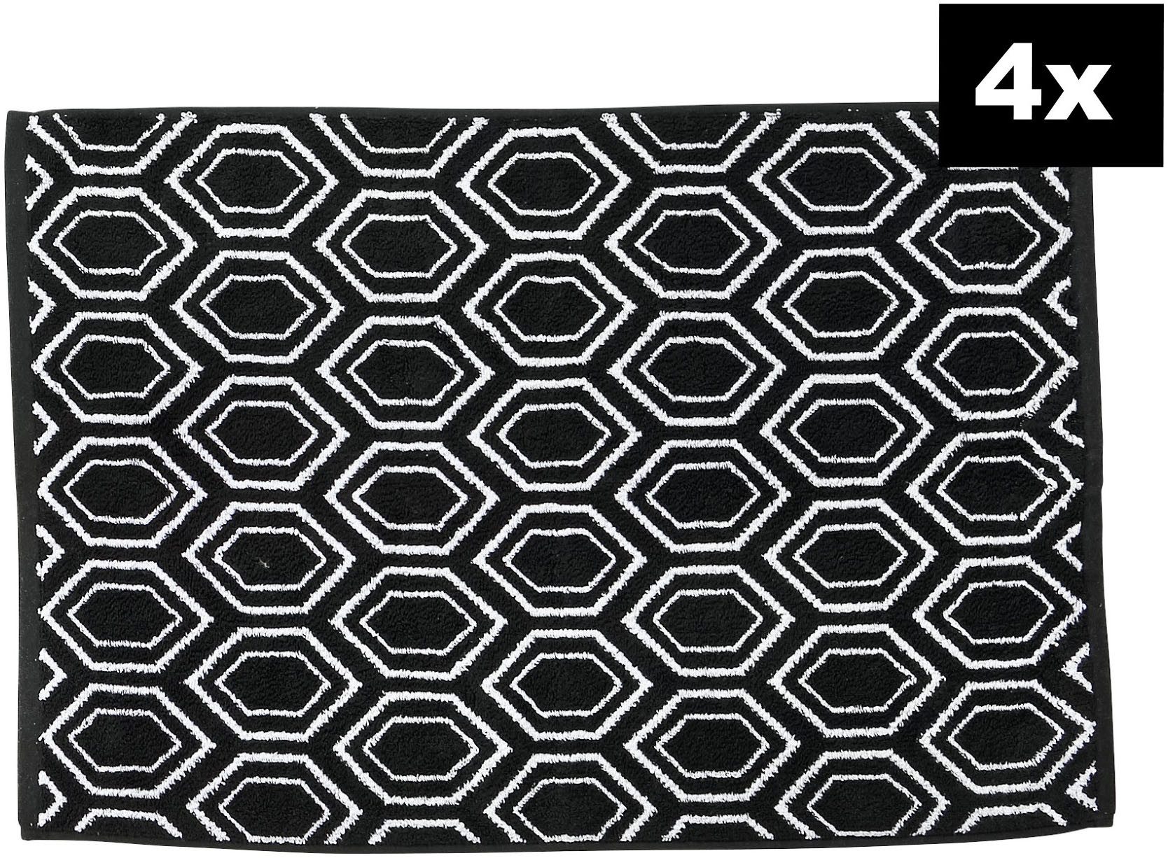 done.® Badematte DAILY SHAPES Ethno 4er-Set, Höhe 5 mm, fußbodenheizungsgeeignet, Baumwolle, rechteckig, Badvorleger aus 100% Baumwolle, Jacquardgewebt