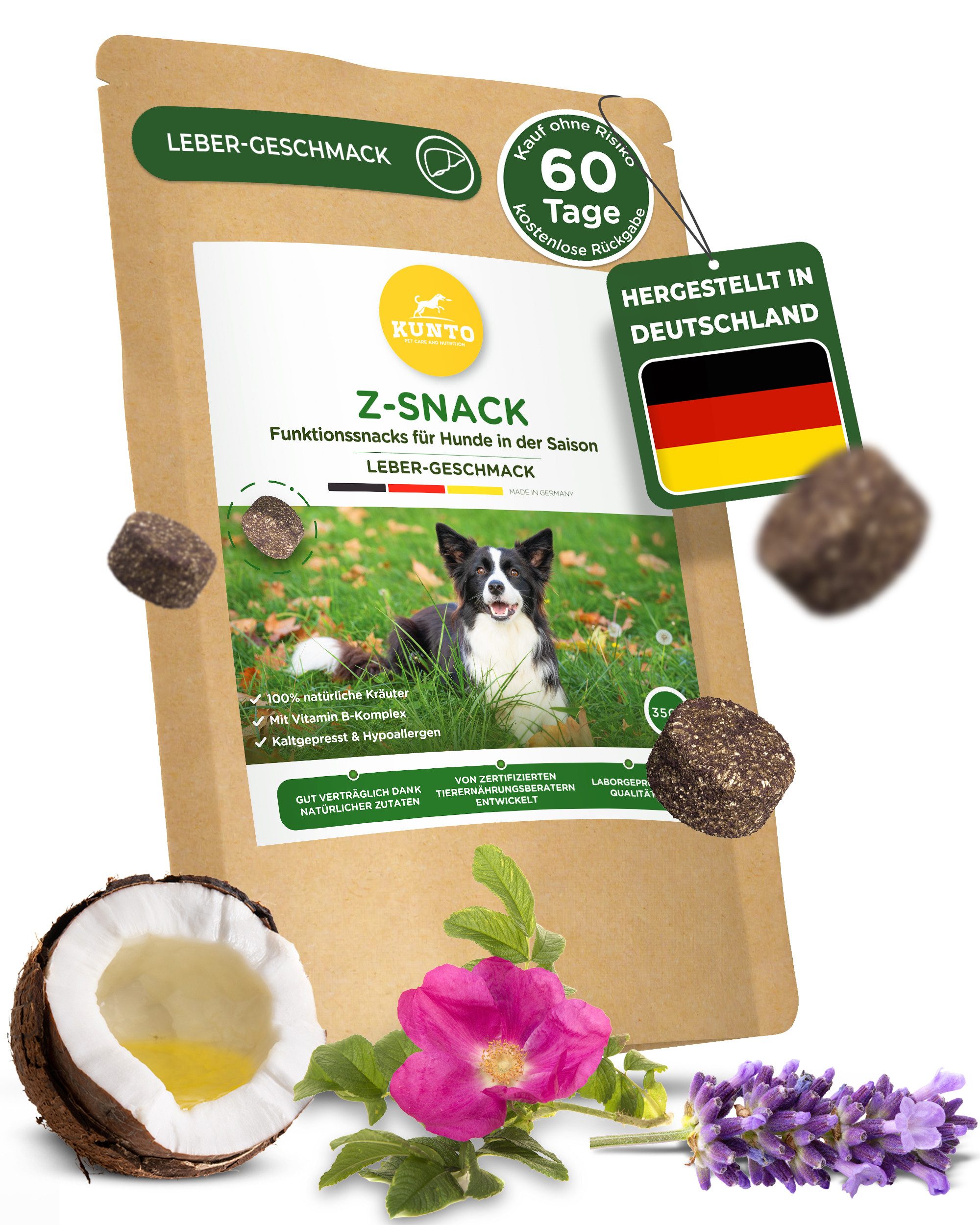 KUNTO Z-Drops - Schutz und Wohlbefinden für Hunde in der aktiven Saison, Ergänzungsfutter für: Hunde, entwickelt und hergestellt in Deutschland