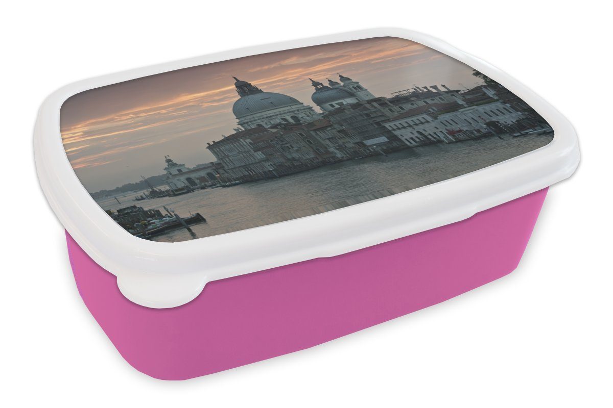 MuchoWow Lunchbox Italien - Architektur - Venedig, Kunststoff, (2-tlg), Brotbox für Erwachsene, Brotdose Kinder, Snackbox, Mädchen, Kunststoff rosa | Lunchboxen