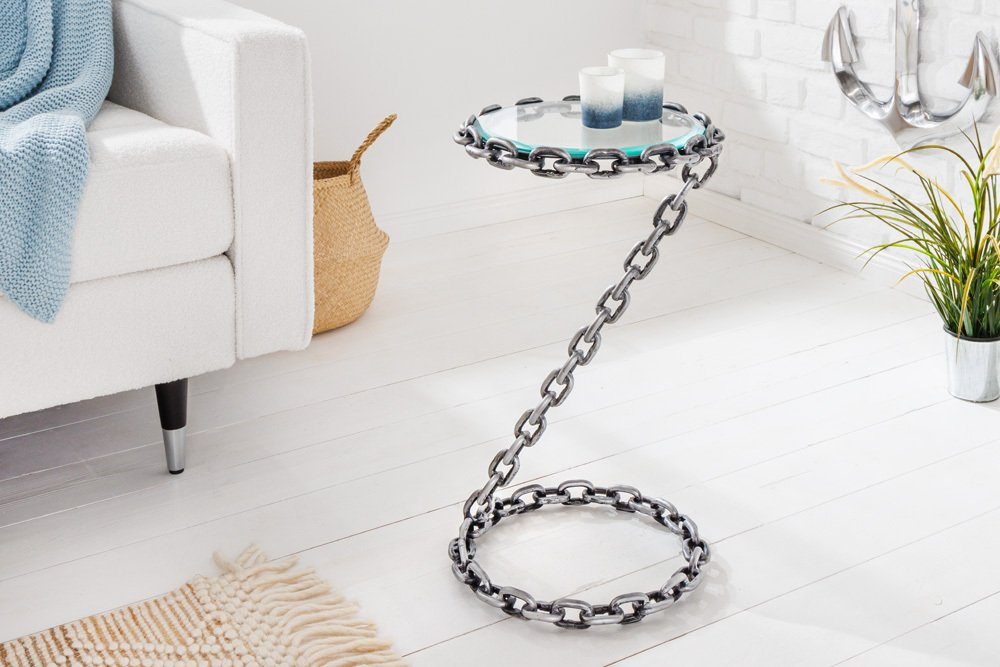 riess-ambiente Beistelltisch CHAINS 35cm silber / transparent (Einzelartike günstig online kaufen