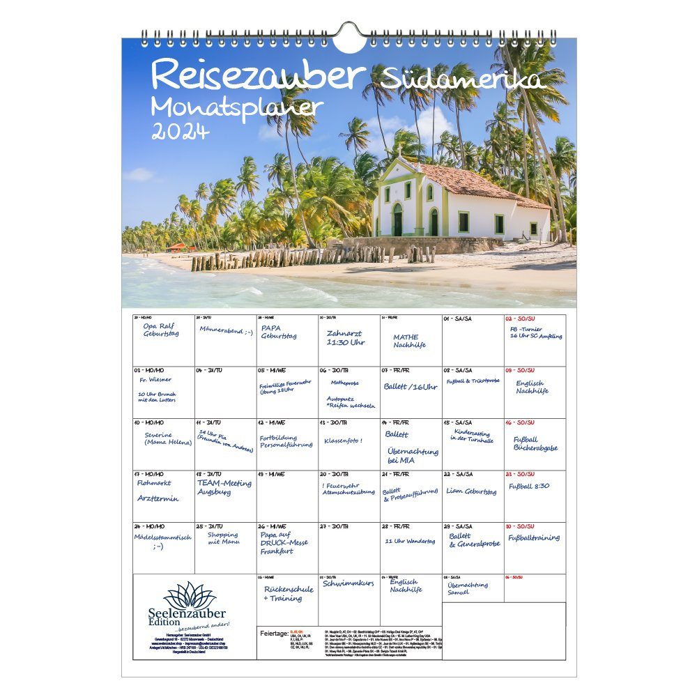 Seelenzauber Wandkalender Reisezauber Südamerika Planer DIN A3 Kalender 