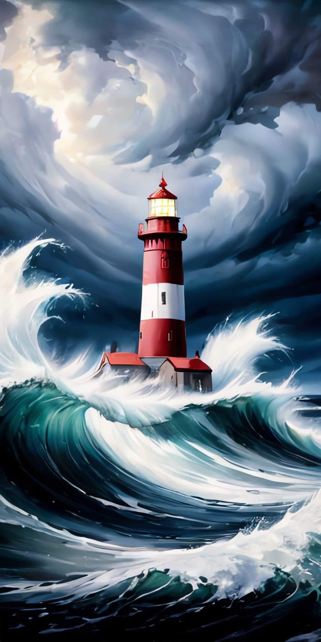 Rötting Design Malen nach Zahlen BASTELIDEE 5d Diamond Painting Set Motiv Leuchtturm im Sturm (Komplett-Set), Diamond Painting Vollbild, Lieferung enthält alle Utensilien