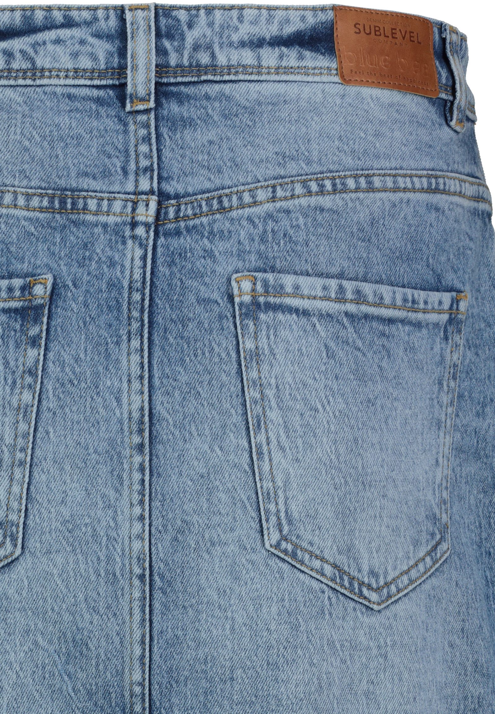 SUBLEVEL Jeansrock Damen Jeans rock Rock MAXI Lange Rock Denim Stretch Vintage Used-Look