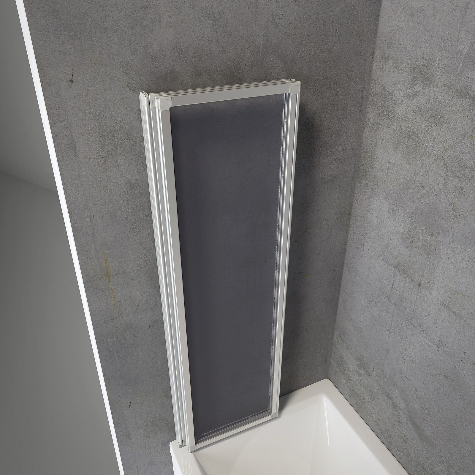 Schulte Badewannenfaltwand Well 127 x 140 cm, Kunstglas, (3 tlg), Tropfen Dekor Alu-Natur