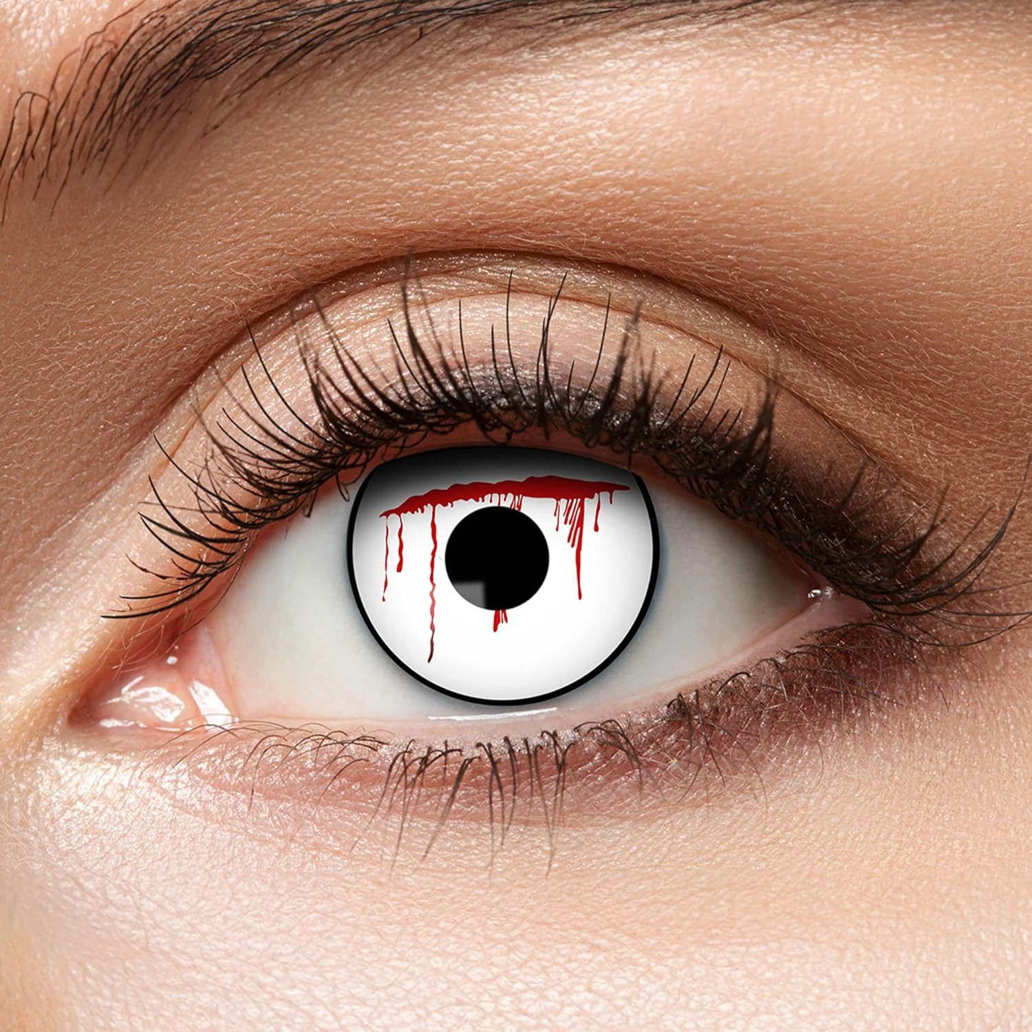 Eyecatcher Farblinsen Zoelibat Eyecatcher Wochen-Kontaktlinsen White Slash Wochenlinse Linse, auffällige Farben für Horror, Gothic, Fantasy, Cosplay Fans