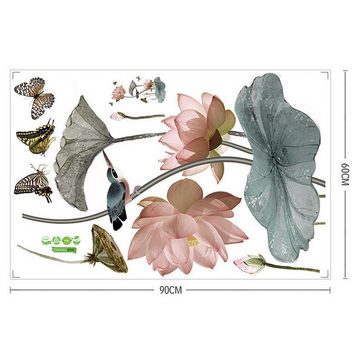 AFAZ New Trading UG Wandtattoo Lotus selbstklebende TapeteZimmer Wandaufkleber Dekorationen Aufkleber (1 St)