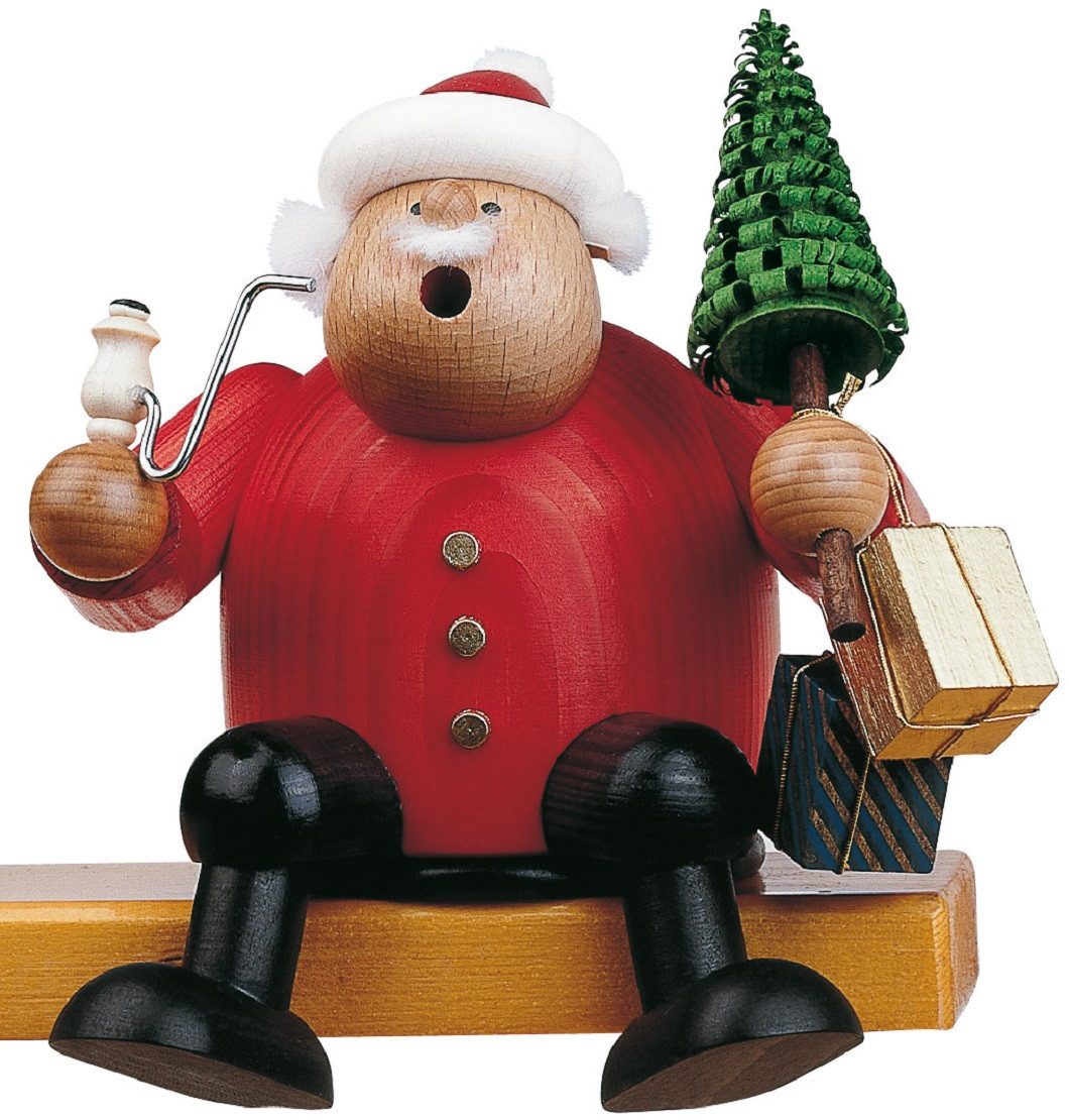 KWO Kunstgewerbe Werkstätten Räuchermännchen KWO Räuchermann Kantenhocker Weihnachtsmann, (1 St), Handarbeit aus dem Erzgebirge