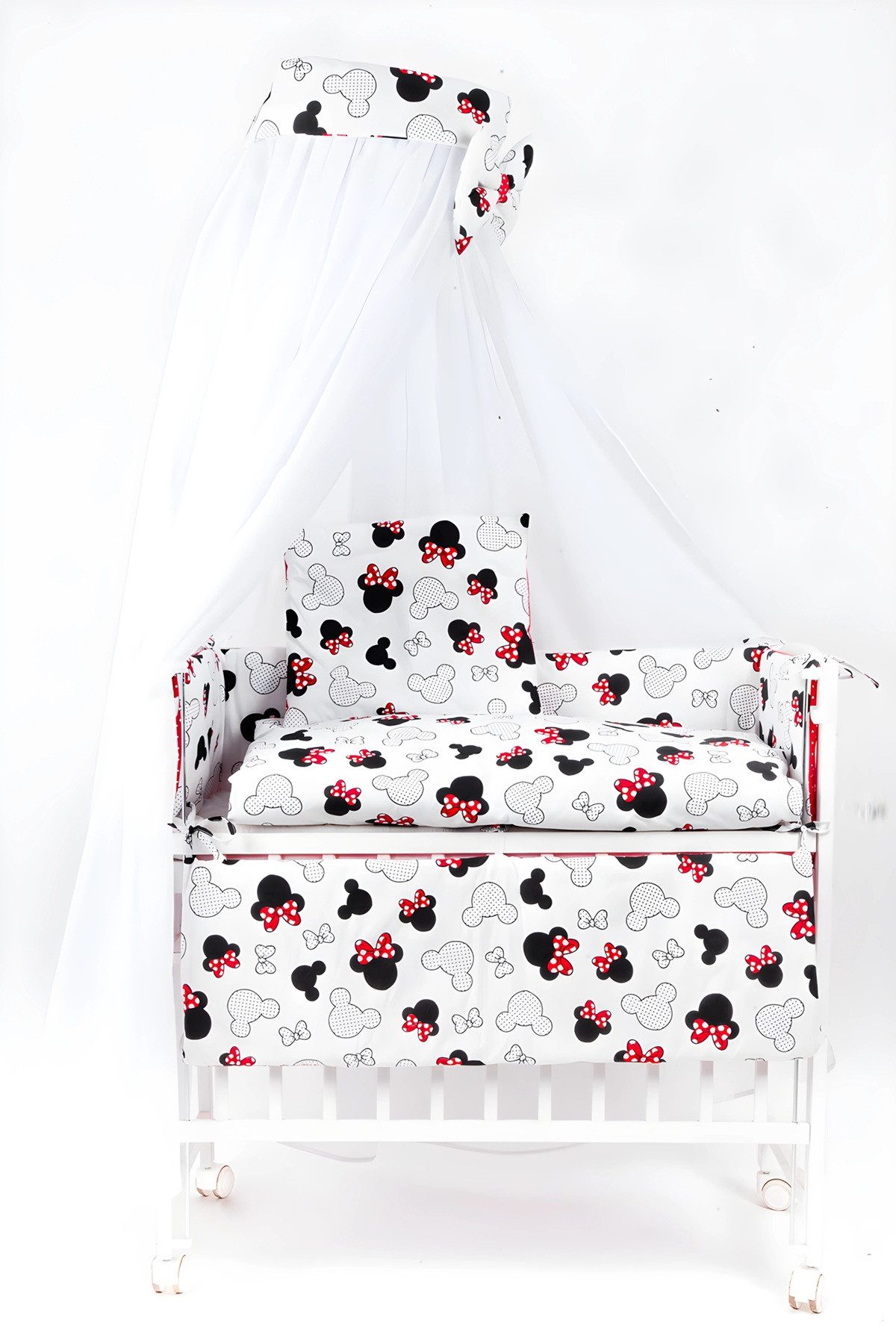 Babyhafen Beistellbett Mobil Babybett 40x90 cm Komplettbett Minnie roten Sc günstig online kaufen