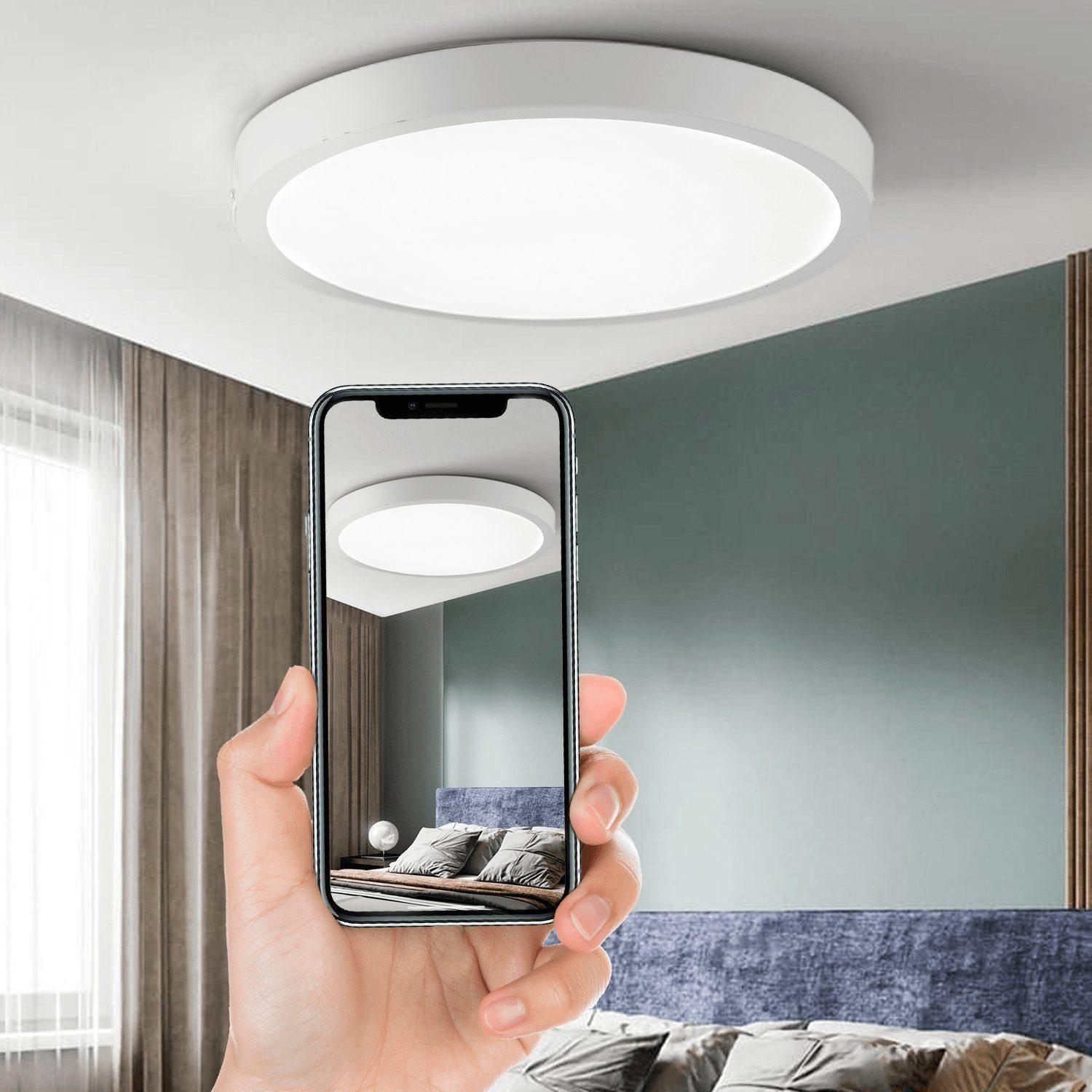 mm Tageslicht Ultra Küche Lampe 12 LETGOSPT LED 170 W Badezimmerlampe 6W-24W, Flur LED Aufputz Deckenlampe Dünn Leuchte IP44, Wohnzimmer integriert, Deckenleuchte Kaltweiß, fest Schlafzimmer für /
