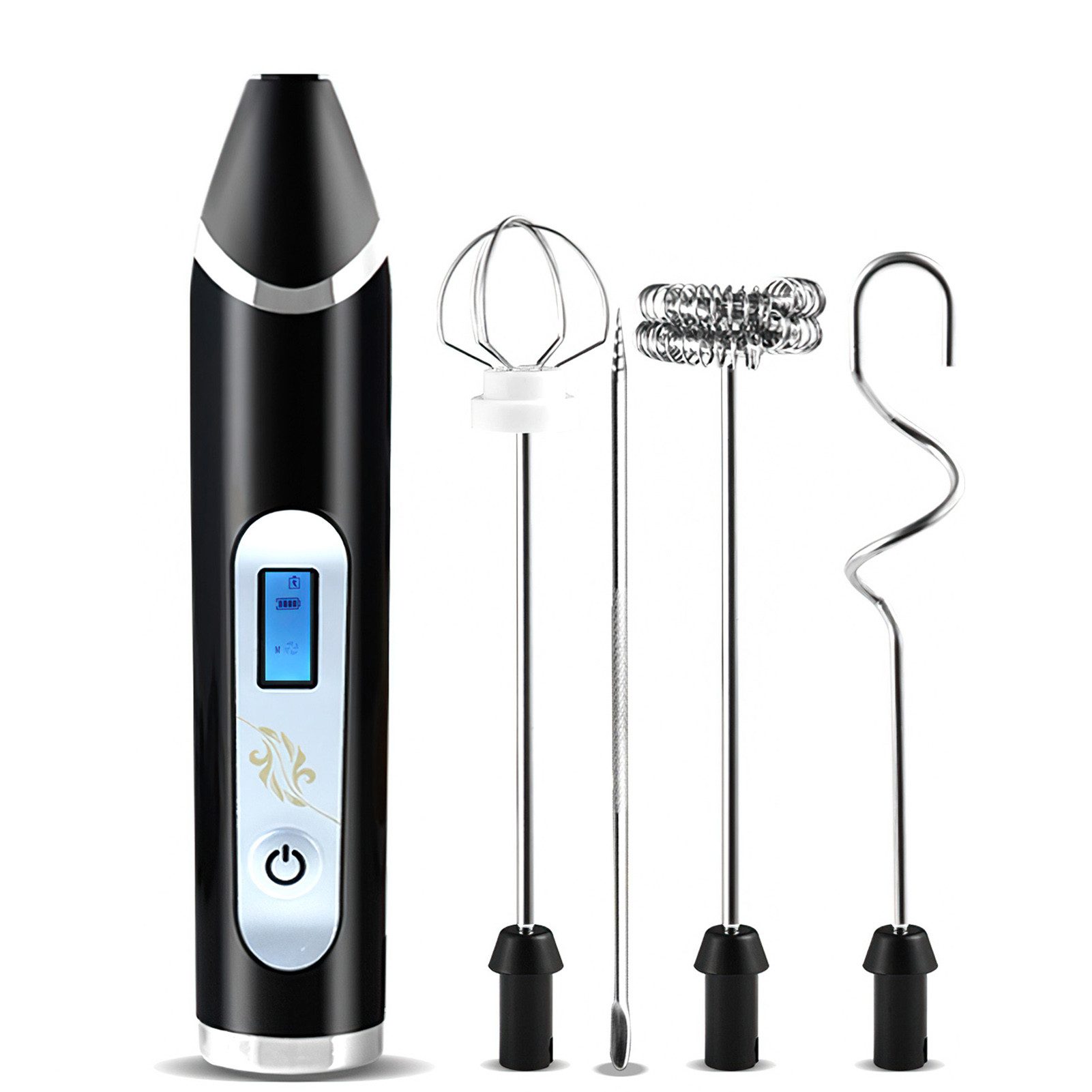 Rutaqian Milchaufschäumer Milchaufschäumer,wiederaufladbares USB-LCD-Display,3 Geschwindigkeiten