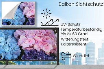 MuchoWow Balkonsichtschutz Blumen - Strauch - Hortensie - Botanisch (1-St) Balkonbanner, Sichtschutz für den Balkon, Robustes und wetterfest