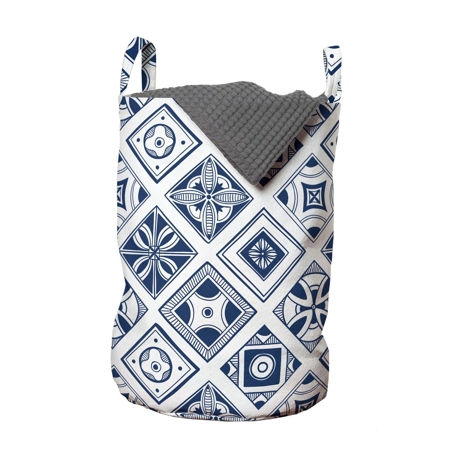 Abakuhaus Wäschesäckchen Wäschekorb mit Griffen blau Waschsalons, Navy Kordelzugverschluss für Traditionelle Spanisch