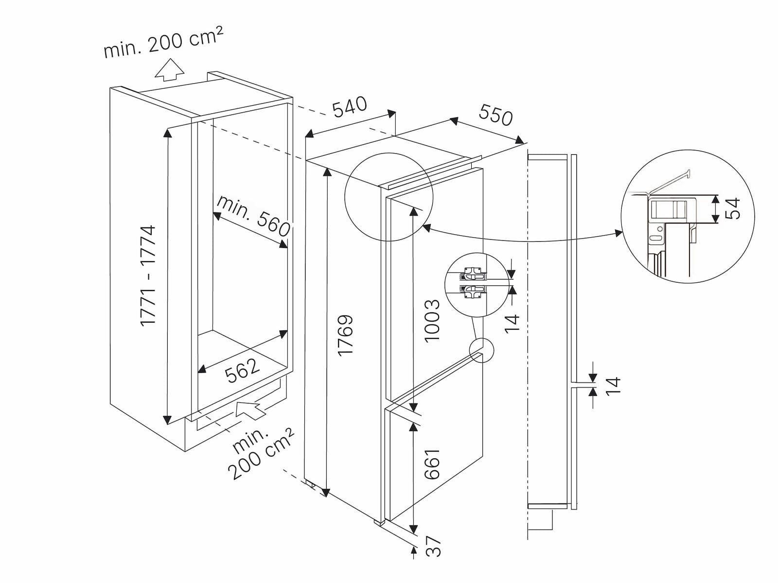 Küppersbusch Einbaukühlschrank FKGF8851.0i, 0.0 cm hoch, integrierbar
