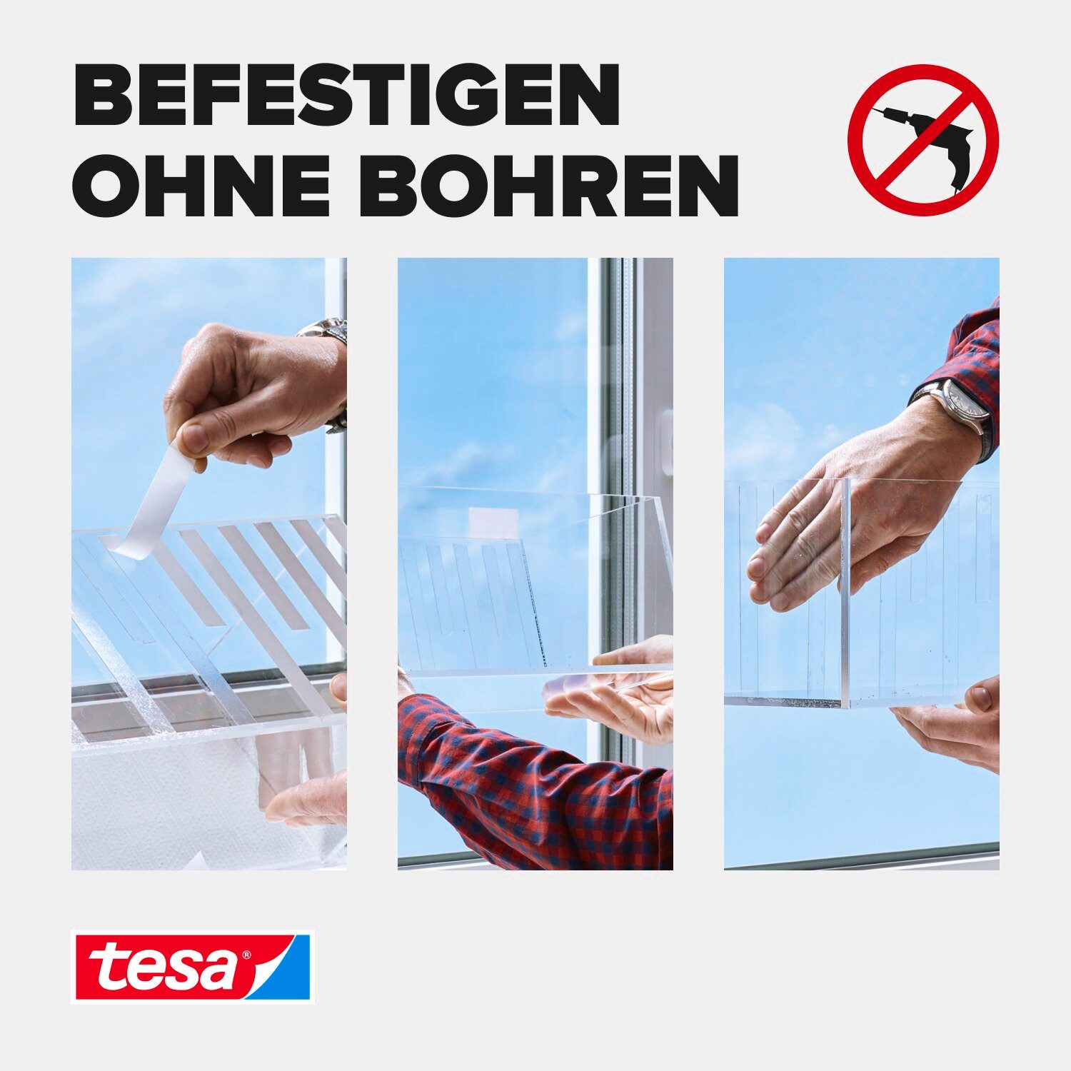 tesa Doppelklebeband Powerbond Montageband (Packung, 1-St., Montageklebeband) Monatgeklebeband transparent extra stark - 5 m : 19 mm