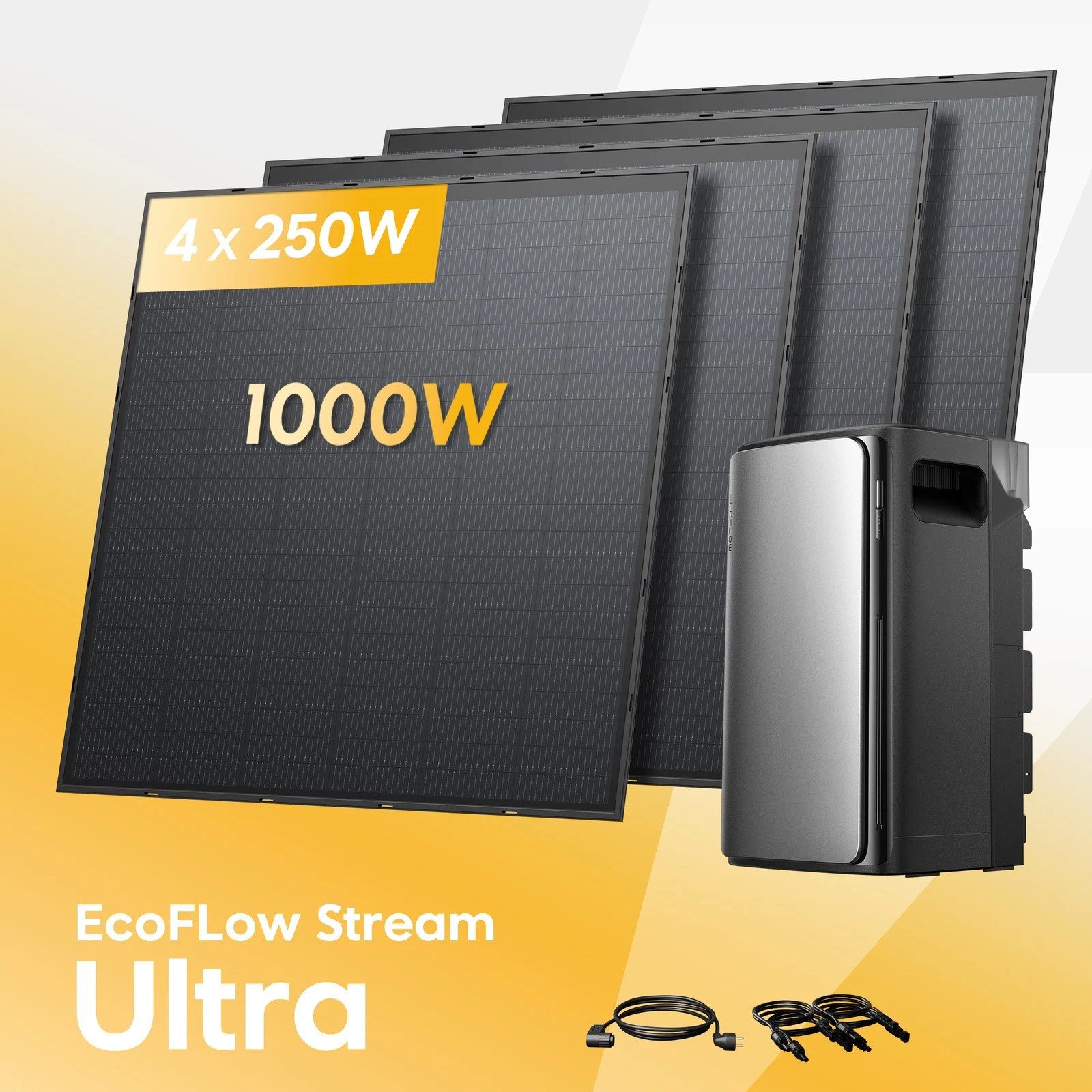 Ecoflow Balkonkraftwerk EcoFlow STREAM Ultra 1.920 Wh mit 1000 Wp oder 2000 Wp Solar, (optional Smart Meter), 2000 W Solareingang (4 MPPTs) mit integriertem Mikro-Wechselrichter