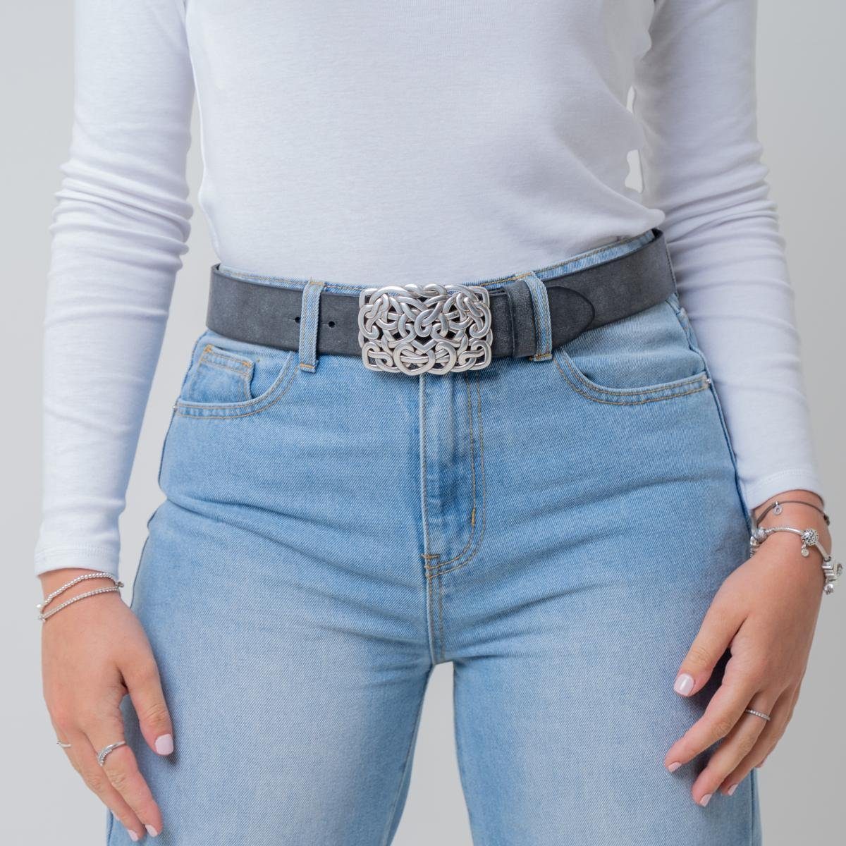 BELTINGER Ledergürtel Gürtel mit besonderer Gürtelschnalle aus weichem Vollrindleder 4 cm Us (1-St)