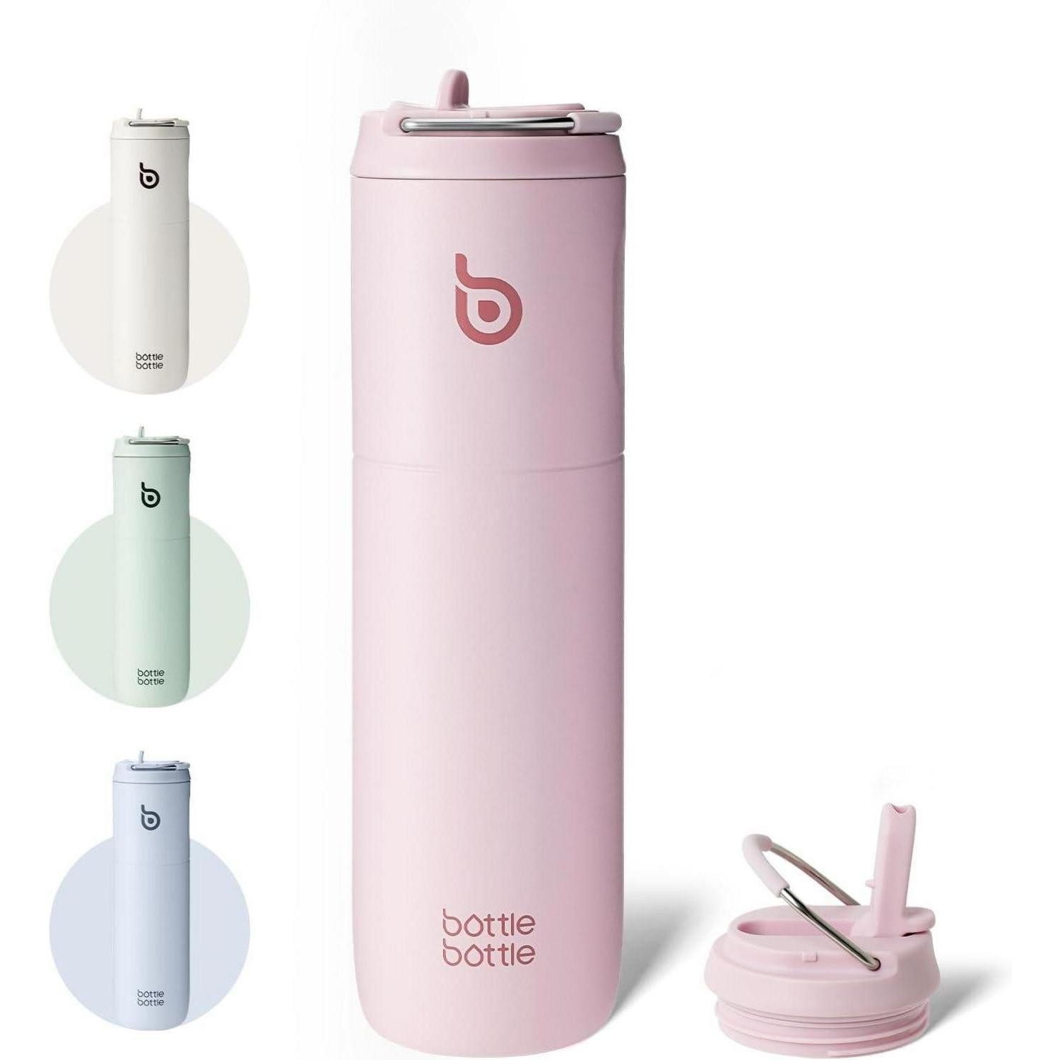LuxusKollektion Trinkflasche Isolierte Trinkflasche 680 ml mit Strohhalm und Griff, Pink