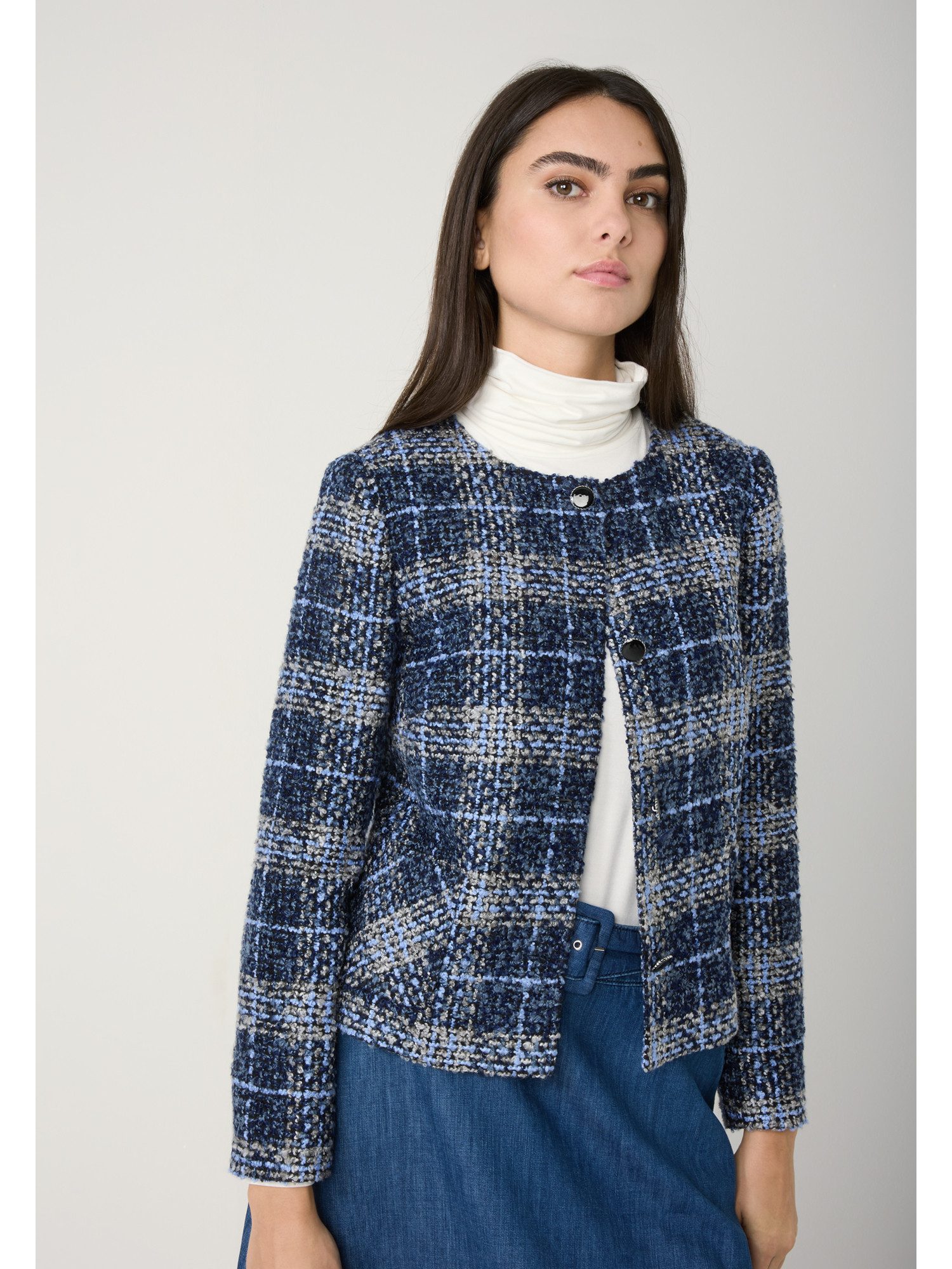 MORE&MORE Jackenblazer karierte Bouclé-Jacke günstig online kaufen