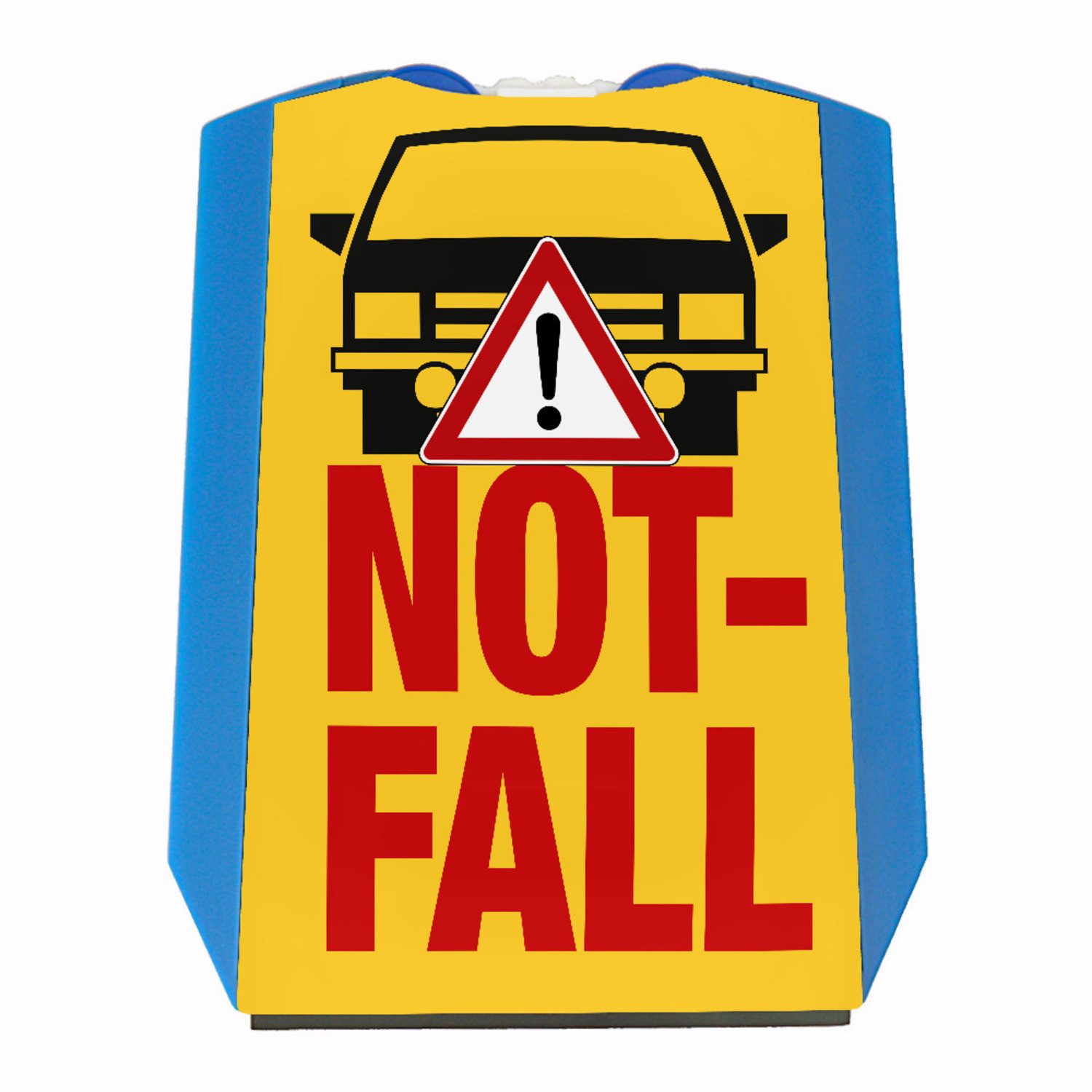 Parkscheibe Notfall mit dem PKW Parkscheibe Auto Motiv in gelb und 2