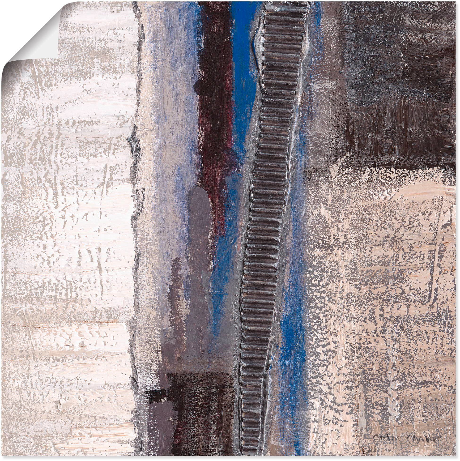 Abstrakt Alubild, I, Poster Blau-silber Leinwandbild, St), Größen (1 Wandbild oder versch. Muster als Artland Wandaufkleber in