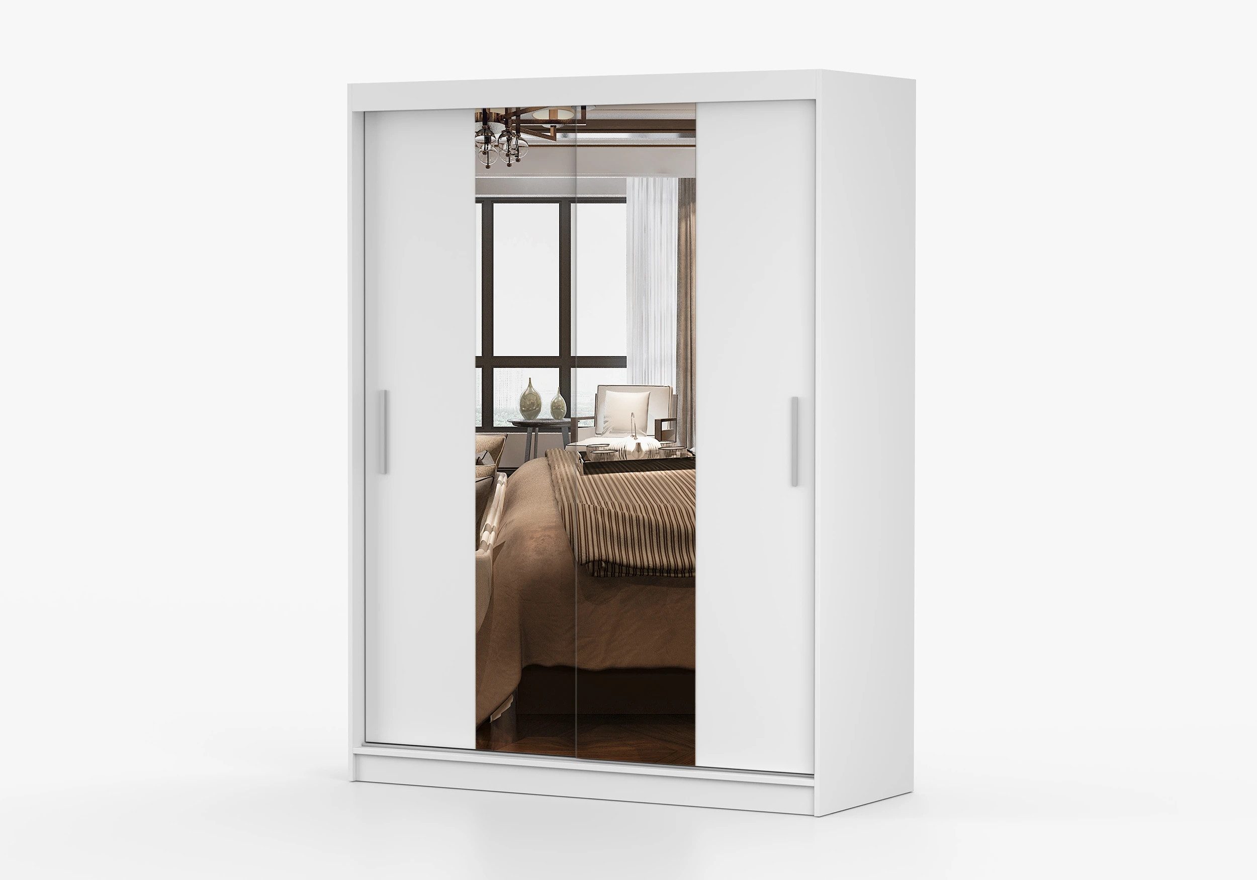 imoebel24 Schwebetürenschrank VISTA 01 150 cm - Weiss / Weiss günstig online kaufen