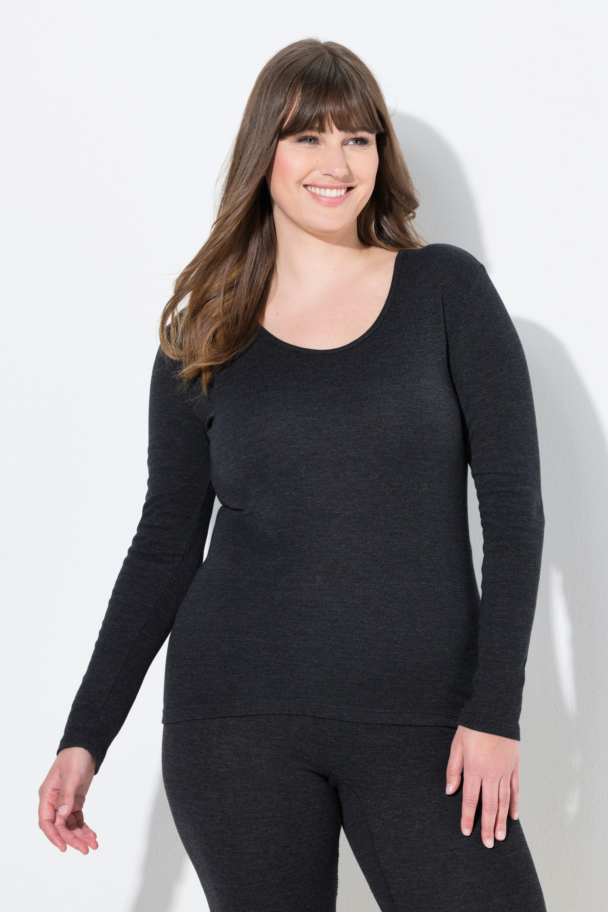 Ulla Popken Unterhemd Thermoshirt Slim Rundhalsausschnitt günstig online kaufen