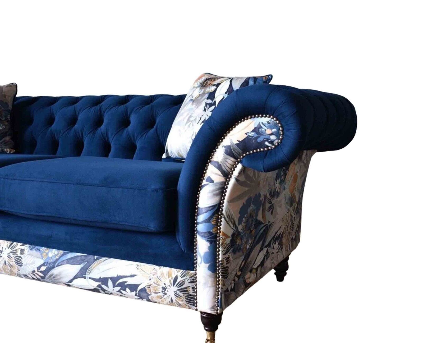 JVmoebel Sofa Europe Royal Lounge Blauer Couch Chesterfield Polster Made Sofas, in Samt Sitz