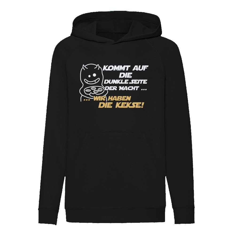 G-graphics Hoodie Kommt auf die dunkle Seite der Macht, wir haben die Kekse! Kinder Hoodie / Kapuzenpullover mit coolem Spruch als Frontprint