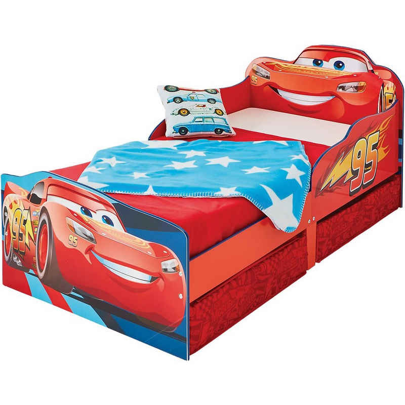 WORLDS APART Einzelbett »Kinderbett de Luxe, Cars, mit 2 Schubladen, rot,«