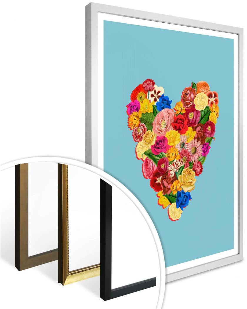 St) (1 Blumen Poster Herz, Herz Wall-Art