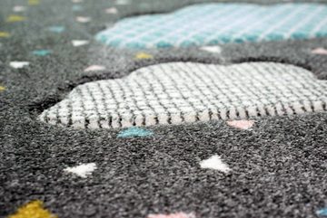 Kinderteppich Teppich Kinderzimmer Kinderteppich Wolken grau rosa blau, Carpetia, rechteckig, Höhe: 13 mm