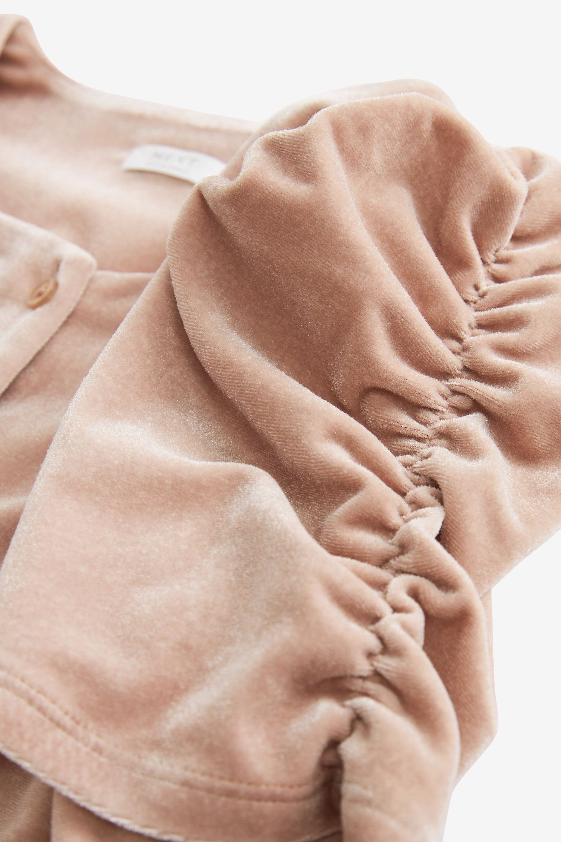 Next Partykleid Samt-Kleid mit (1-tlg) Ärmeln Pink gesmokten