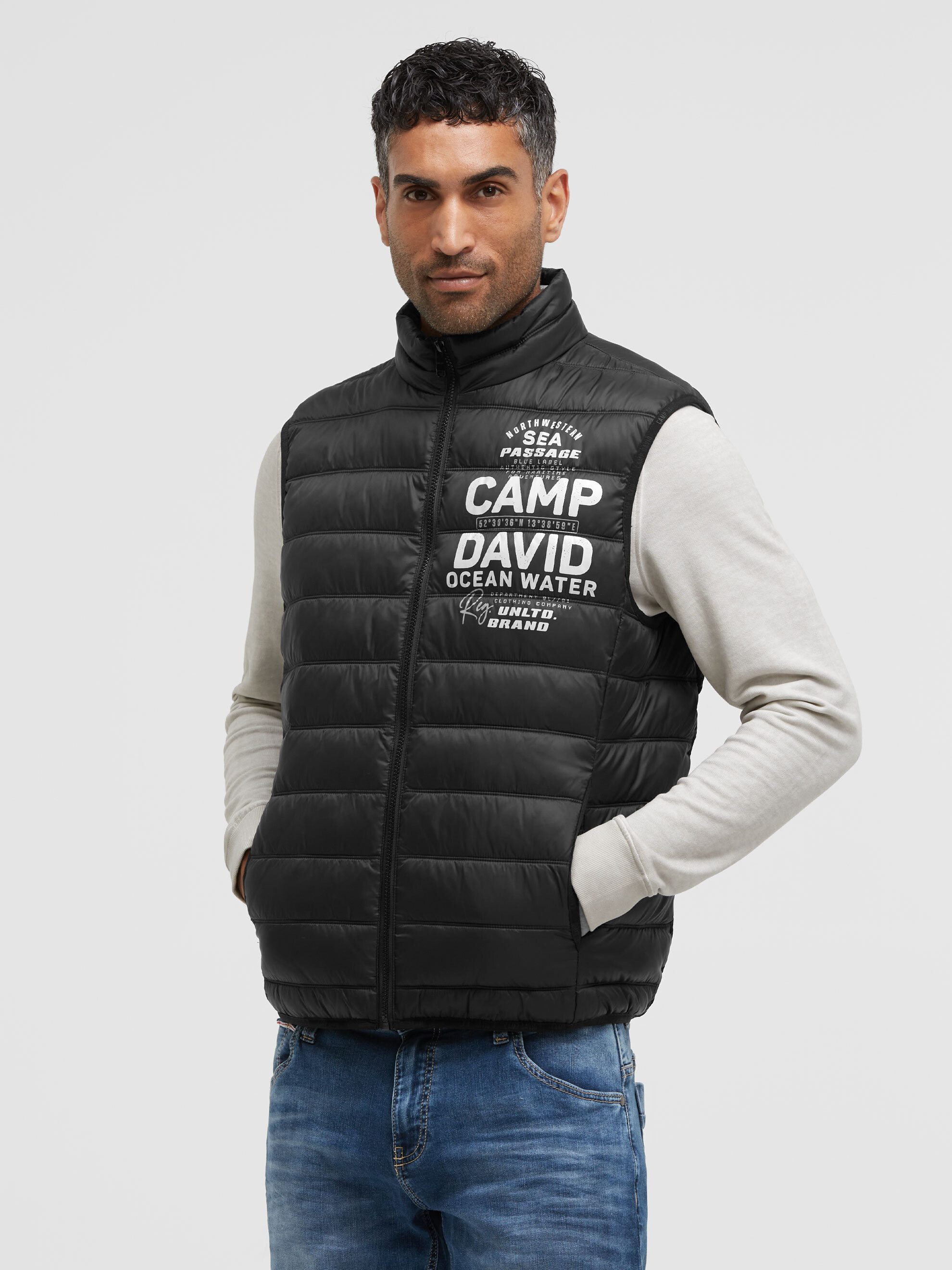 CAMP DAVID Steppweste mit Logoprint