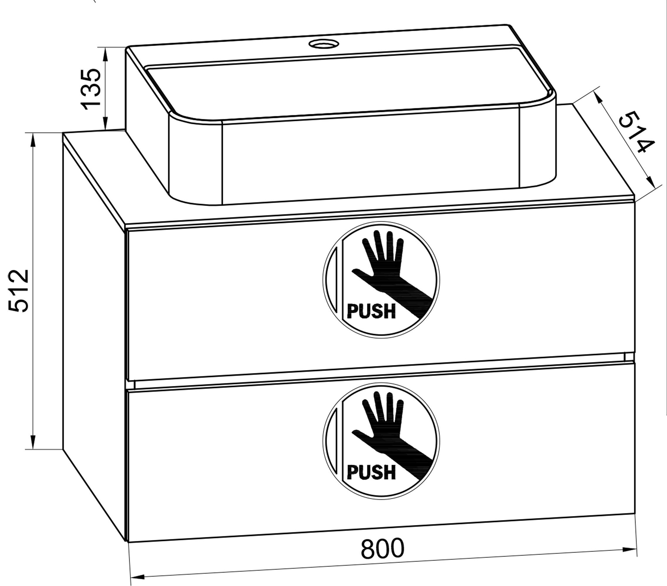 VCM Waschtisch 2-tlg. Waschplatz Waschtisch Lendas S Schublade BL