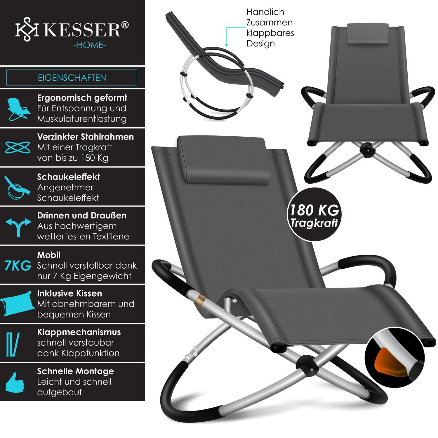 KESSER Gartenliege, Relaxliege Liegestuhl Gartenliege Gartenstuhl Klappstuh günstig online kaufen