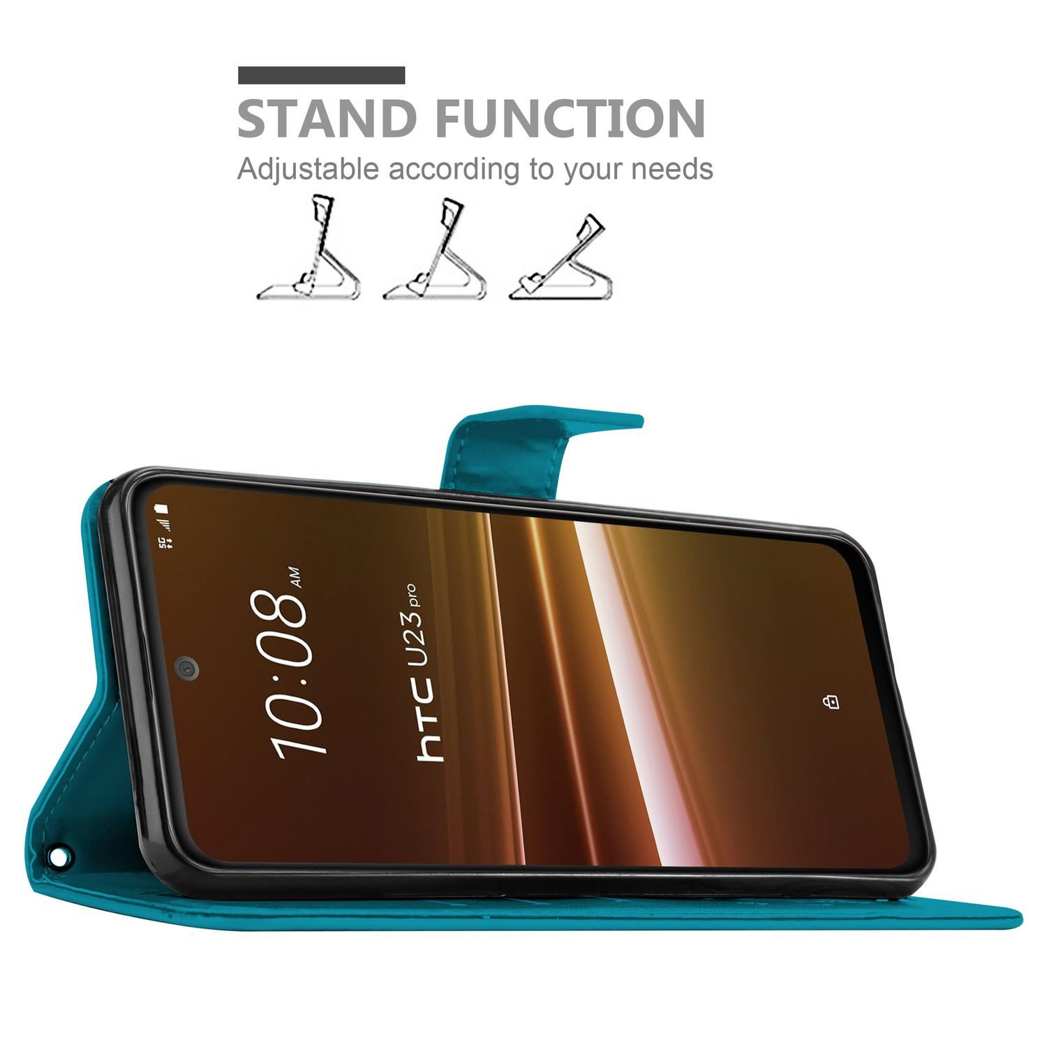 Cadorabo Handyhülle für HTC U23 PRO Hülle HTC U23 PRO, Hülle Schutzhülle Blumen Flower mit Standfunktion Kartenfach Magnet