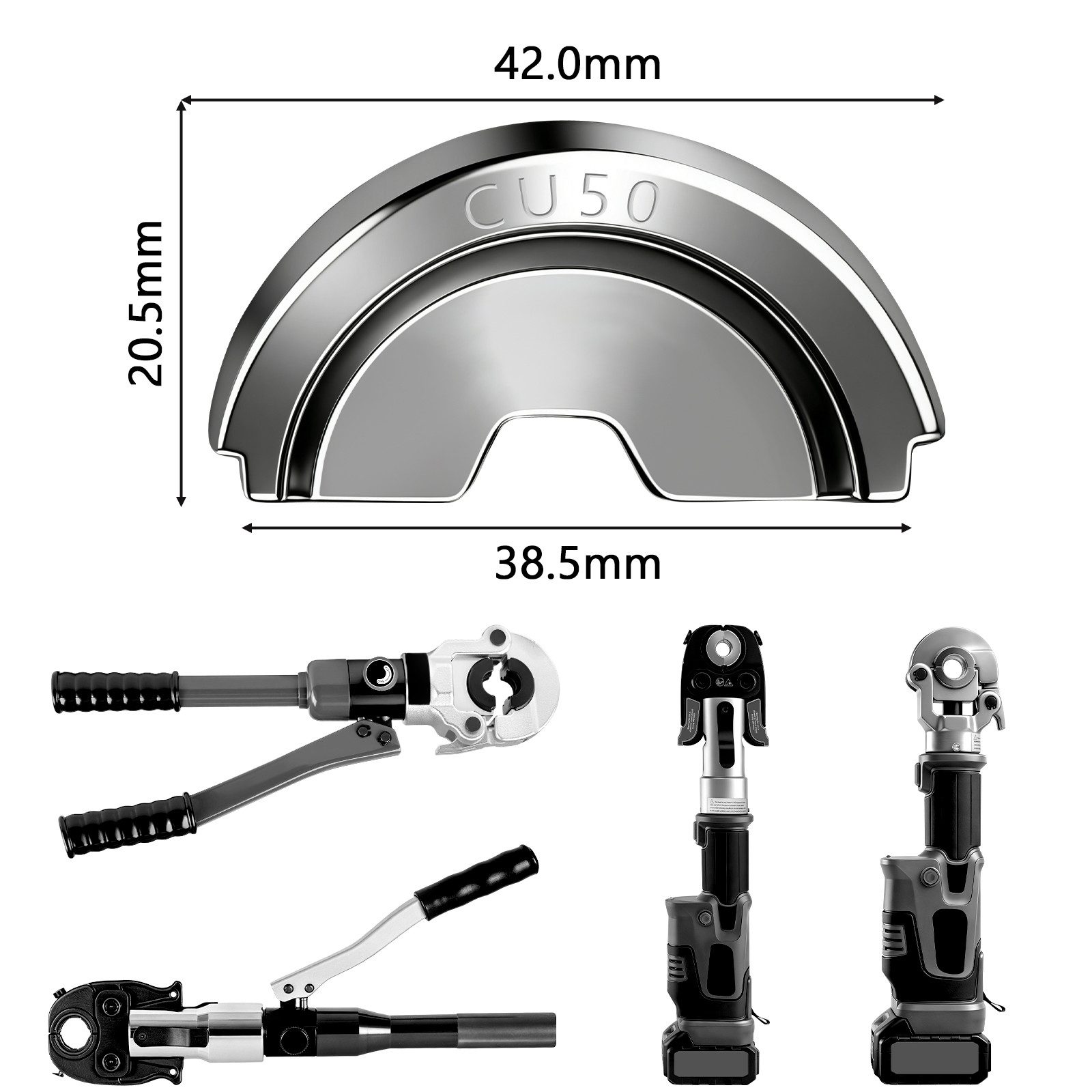 XERSEK Rohrzange U-Kontur Pressbacke Presszange Pressbackeneinsatz Wechselbacke, Set 4-tlg., U16/U20/U25/U32mm, Kompatibel mit Manuelle & Elektrische Hydraulische Crimpzangen