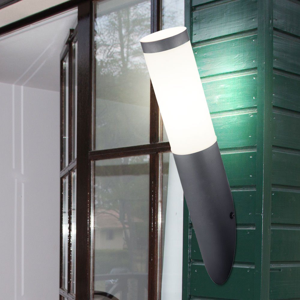 etc-shop Außen-Wandleuchte, Leuchtmittel nicht inklusive, Haus Beleuchtung Fassaden Garten Lampe 2er Edelstahl Außen Set Wand