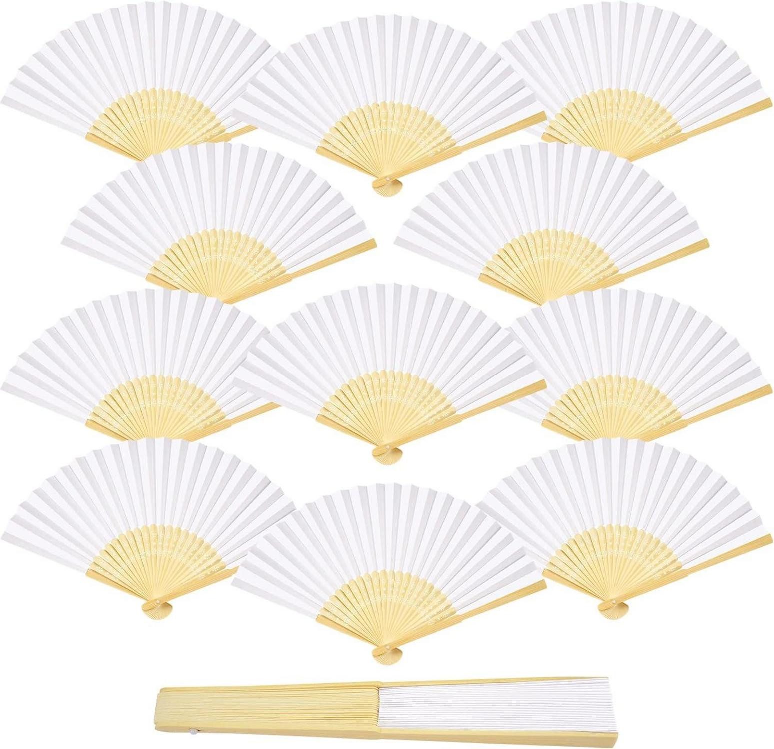 LuxusKollektion Patches 12er Pack Weiße Faltfächer Hochzeit DIY Party Deko Bankett Fecher