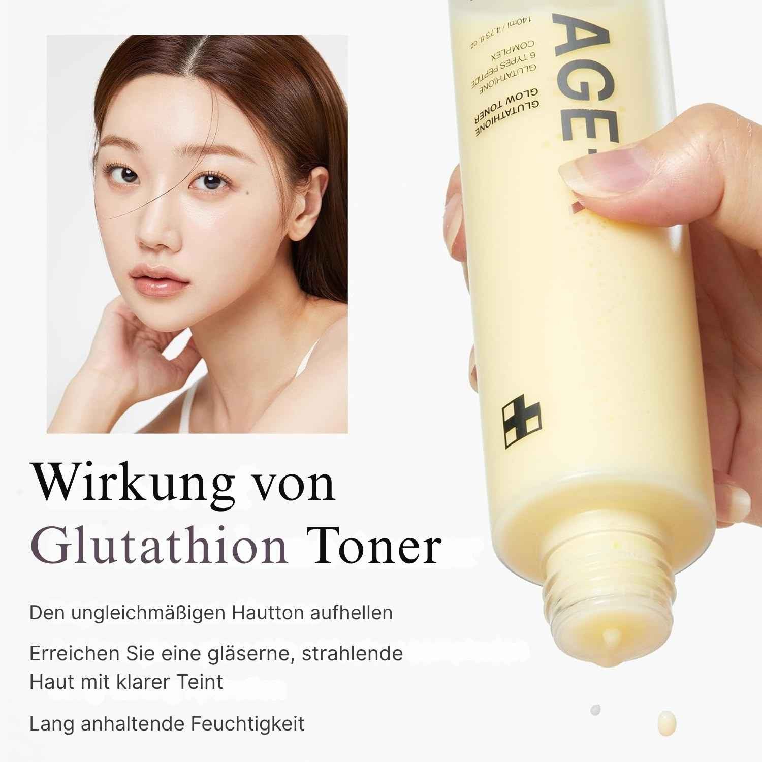 Medicube Toner Age-R Glutathione Glow Toner – Intensive Feuchtigkeit & jugendlicher Glow für strahlende Haut – 140ml, mit 99,2% Glutathion, & 6 Peptiden für sichtbar glatteres Hautbild