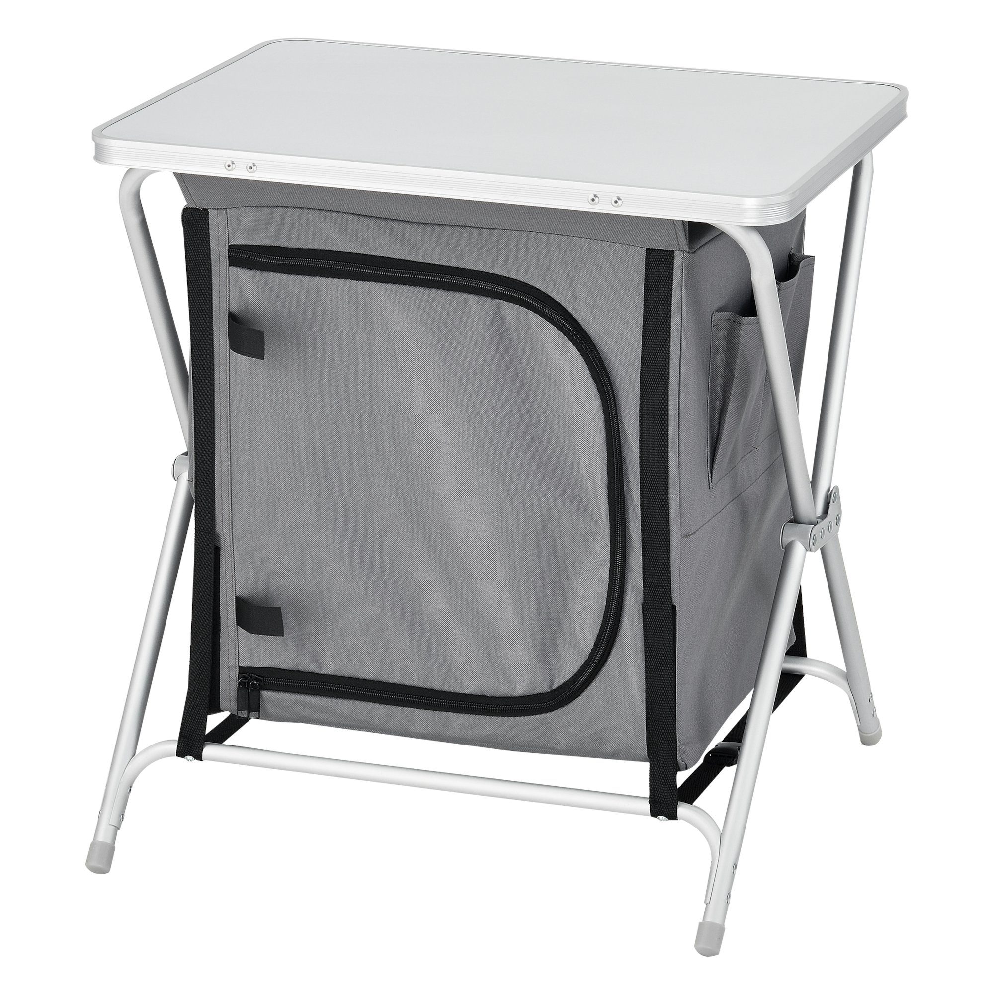 en.casa Campingtisch, Tullinge Campingküche 60x45x64 cm Dunkelgrau