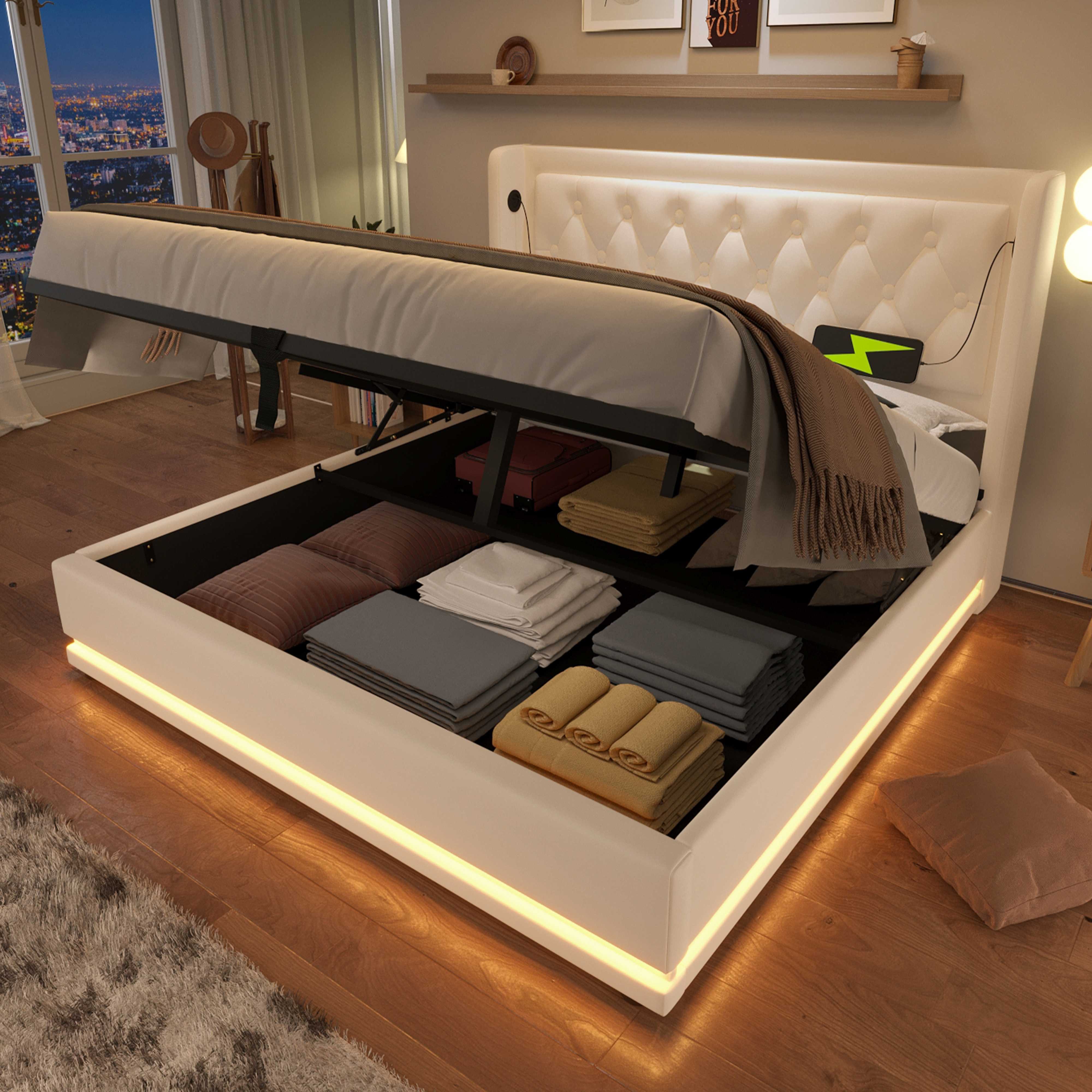 BlingBin Polsterbett Hydraulisches Stauraumbett (1-tlg., Einzelbett gepolst günstig online kaufen