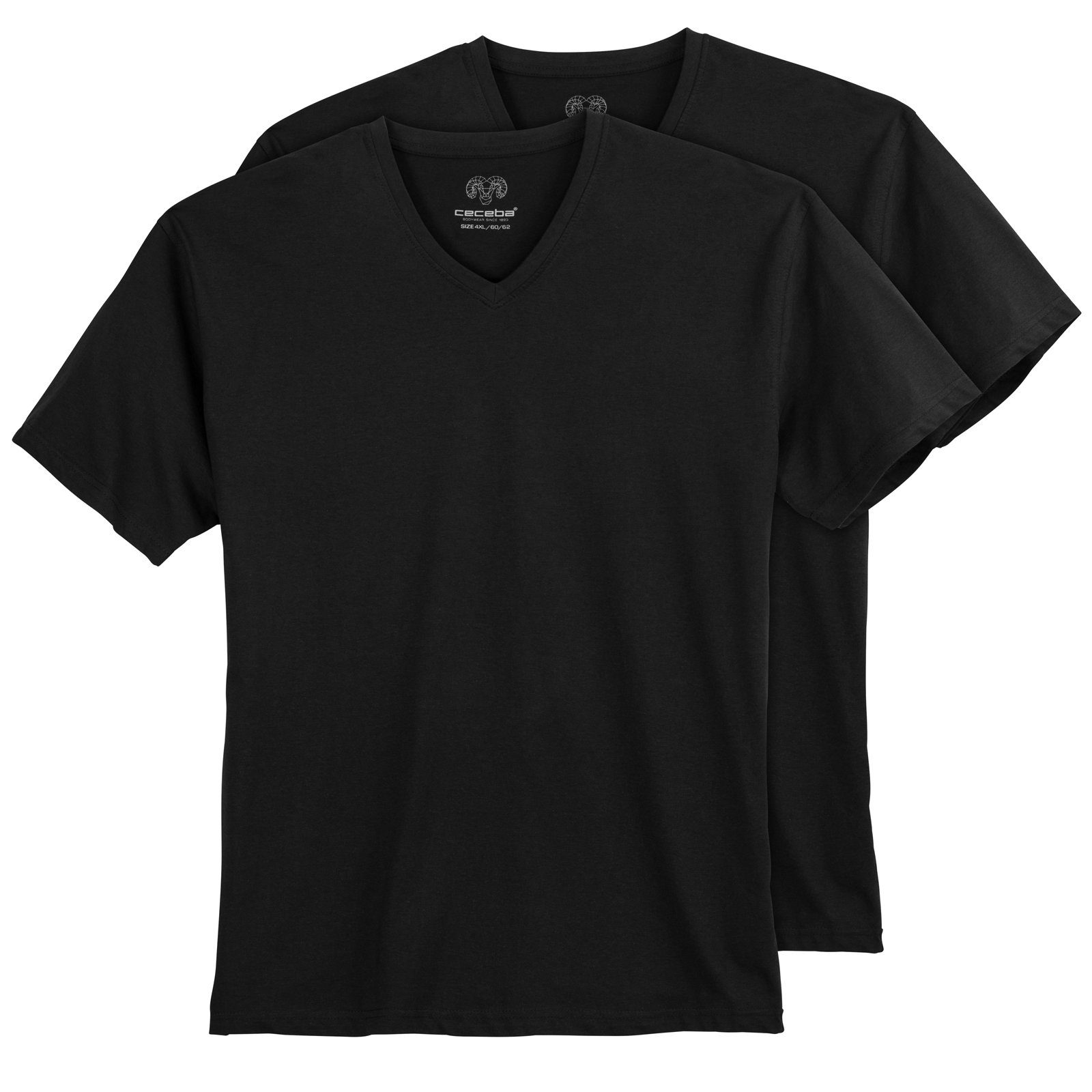 Große 2er-Pack T-Shirt Ceceba Herren V-Neck schwarz V-Shirt CECEBA Größen