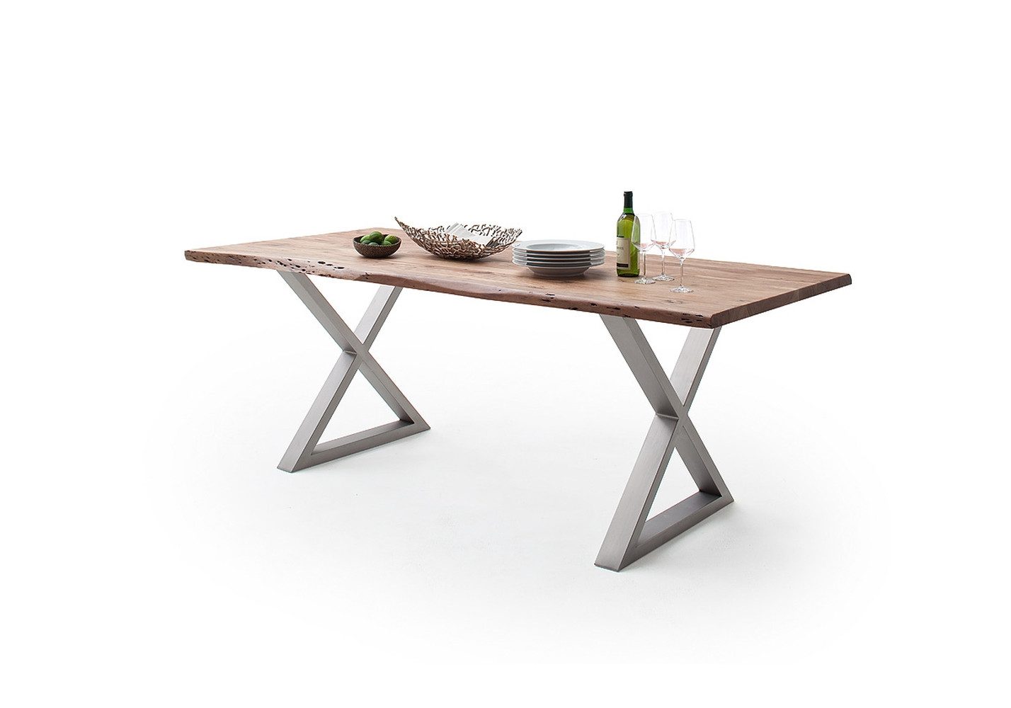 MCA living Baumkantentisch in Akazie natur lackiert - 200x77,5x100 (BxHxT)