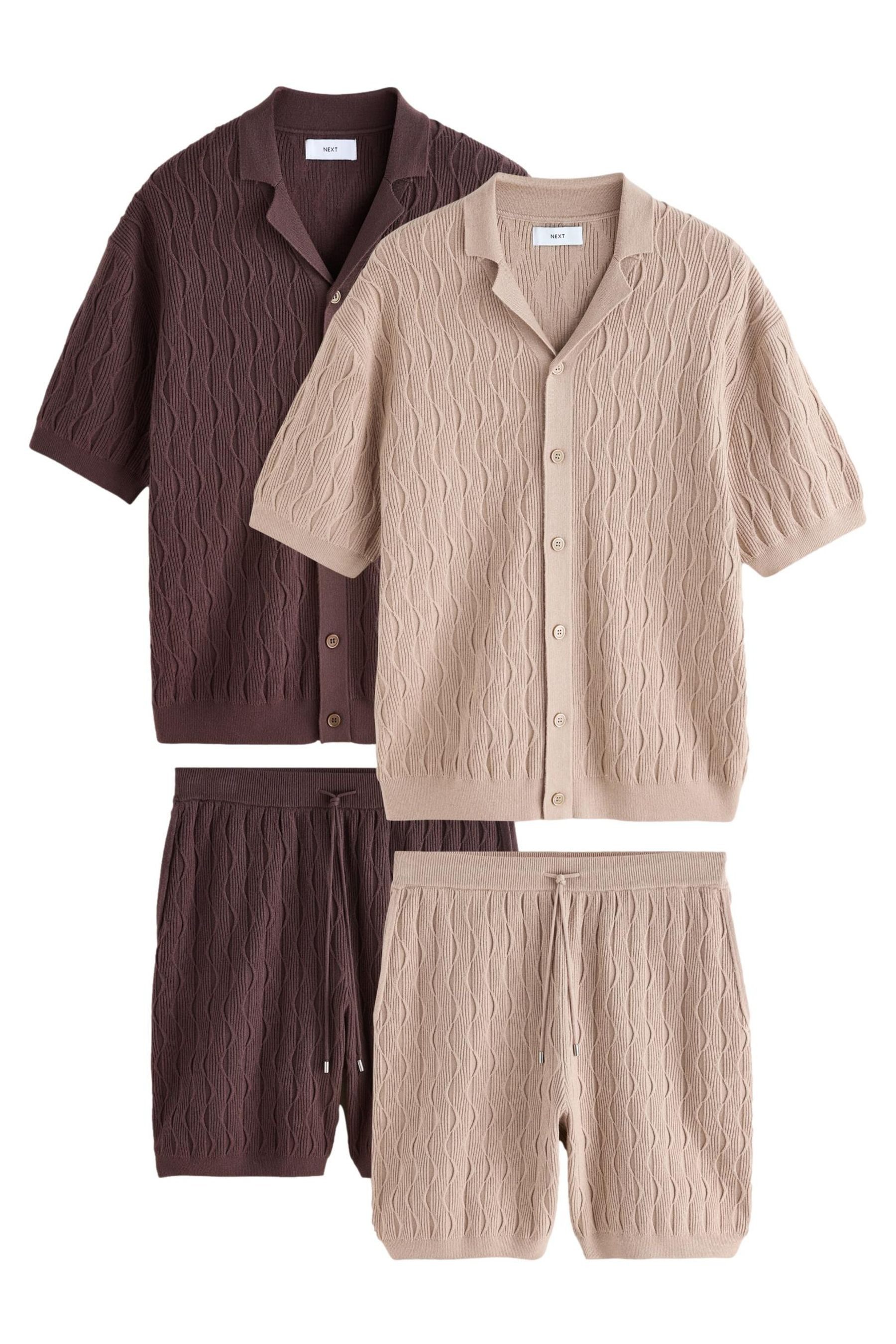 Next Shorts Shirt mit Strickstruktur und Shorts, 2er-Pack (4-tlg)
