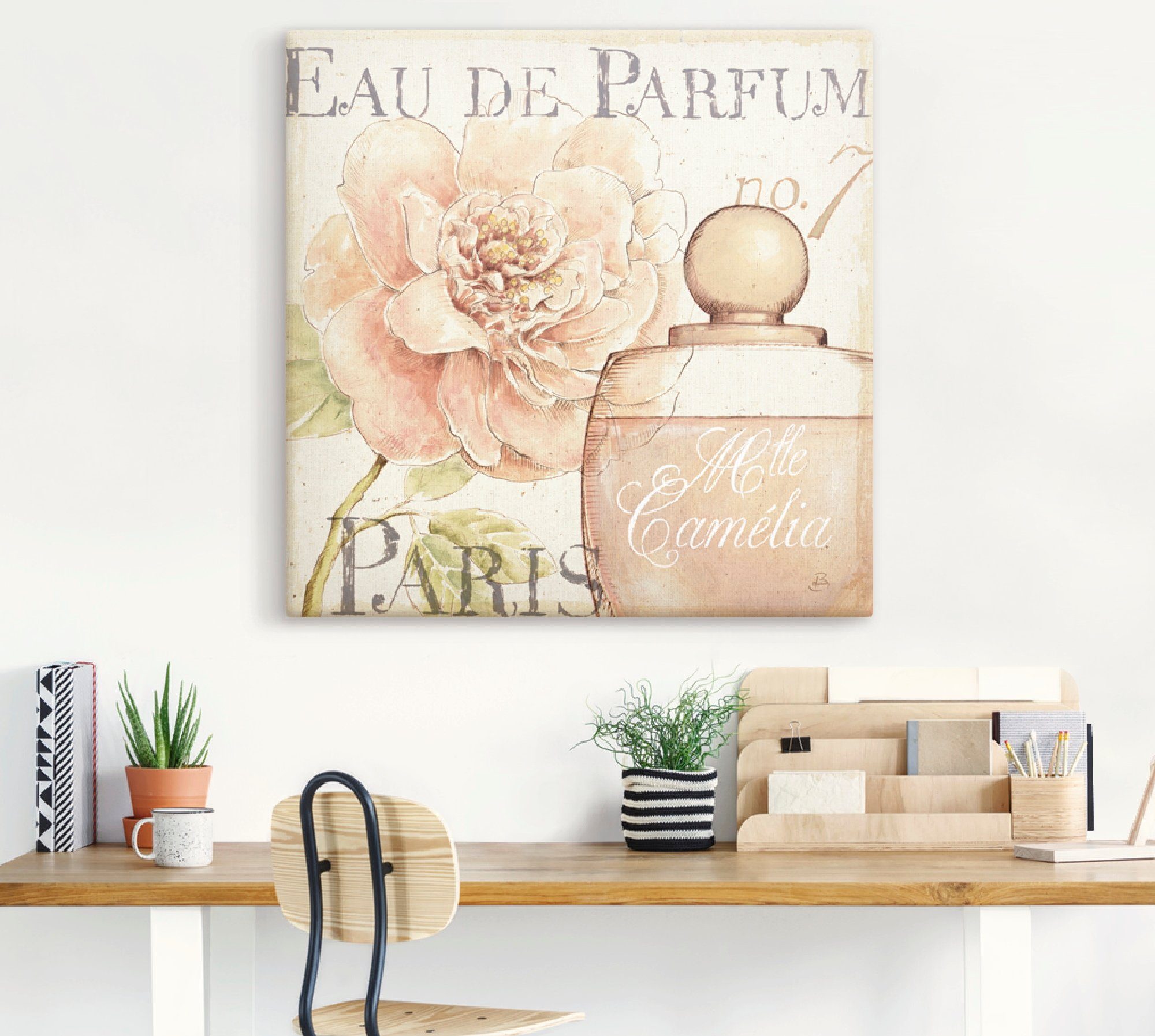 Artland Leinwandbild Blumen und Parfum II, Schilder (1 St), auf Holzrahmen gespannt