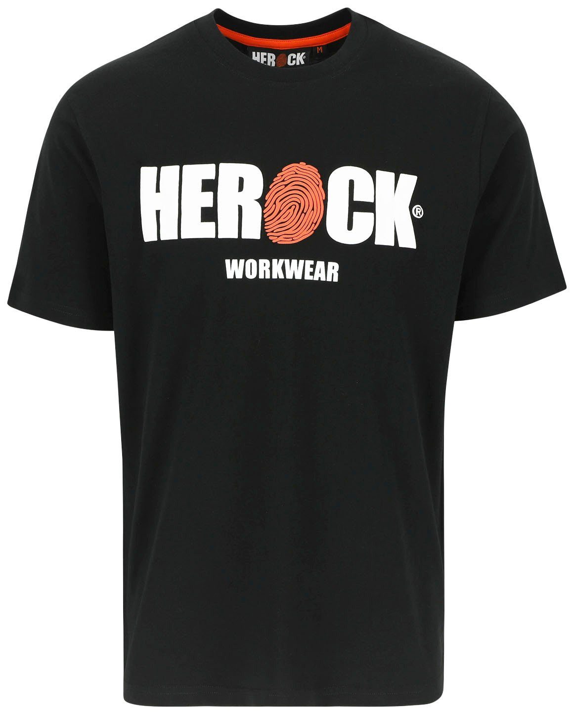 schwarz Herock Tragegefühl Herock®-Aufdruck, T-Shirt mit Rundhals, ENI angenehmes Baumwolle,
