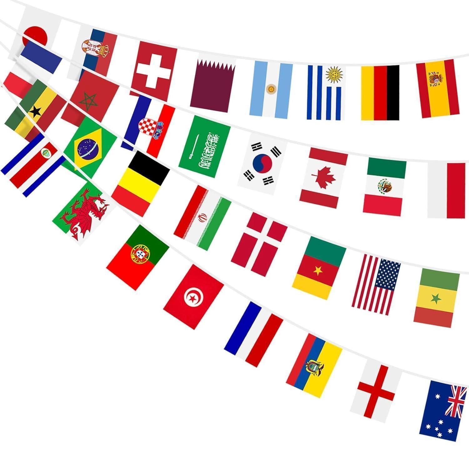 LuxusKollektion Wimpelkette Flaggenkette 32 Länder Olympia Banner Eurovision Party 10m