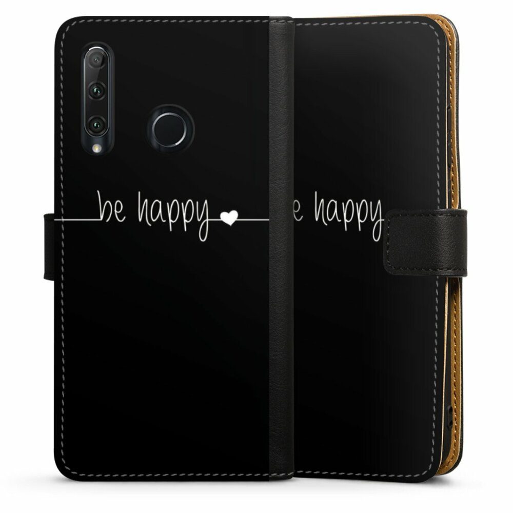 DeinDesign Handyhülle Statement Sprüche Glück Be Happy Black, Huawei