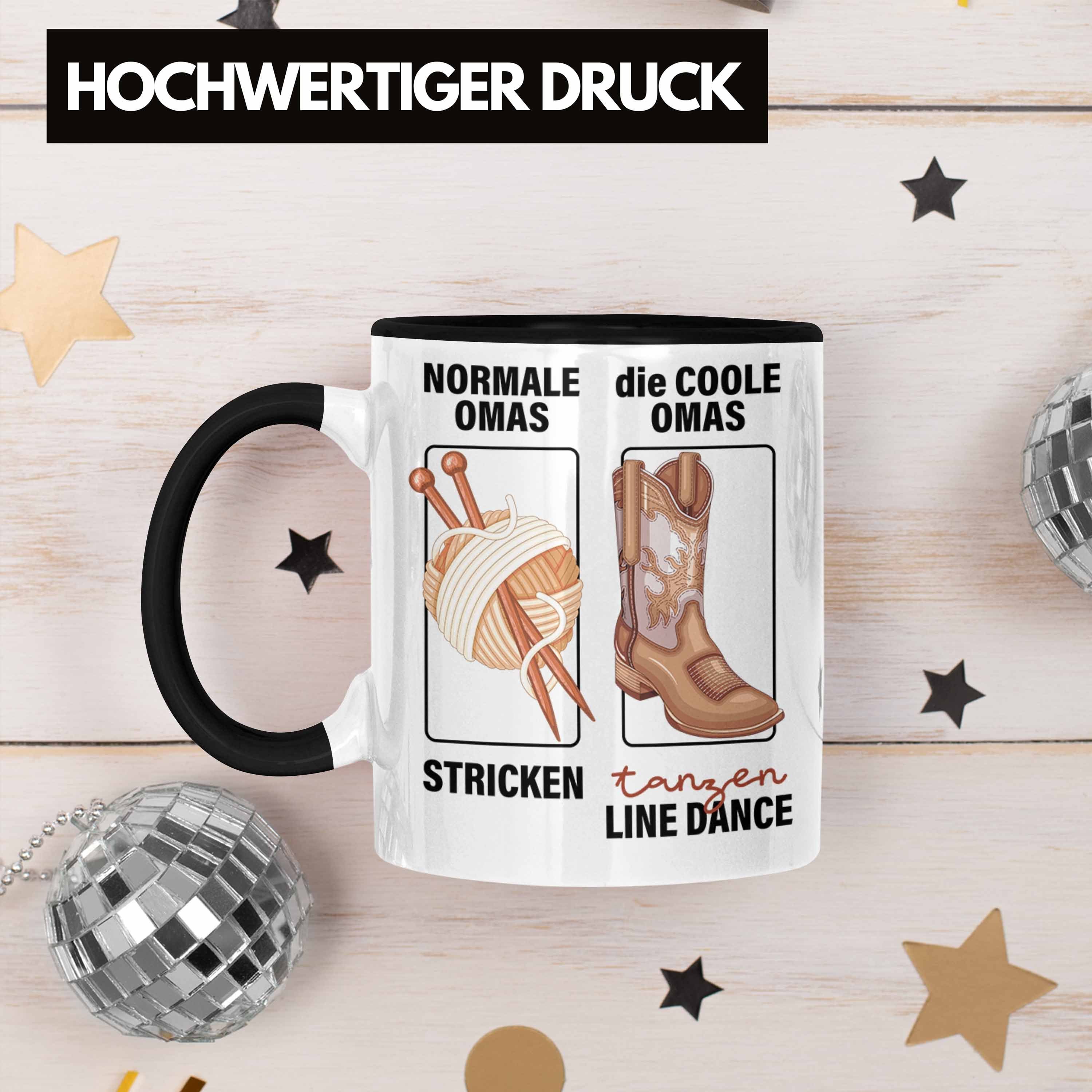 Geschenk Socken Omas Normale Trendation Tasse Line Oma Stricken Schwarz Omas Coole Tasse Dance